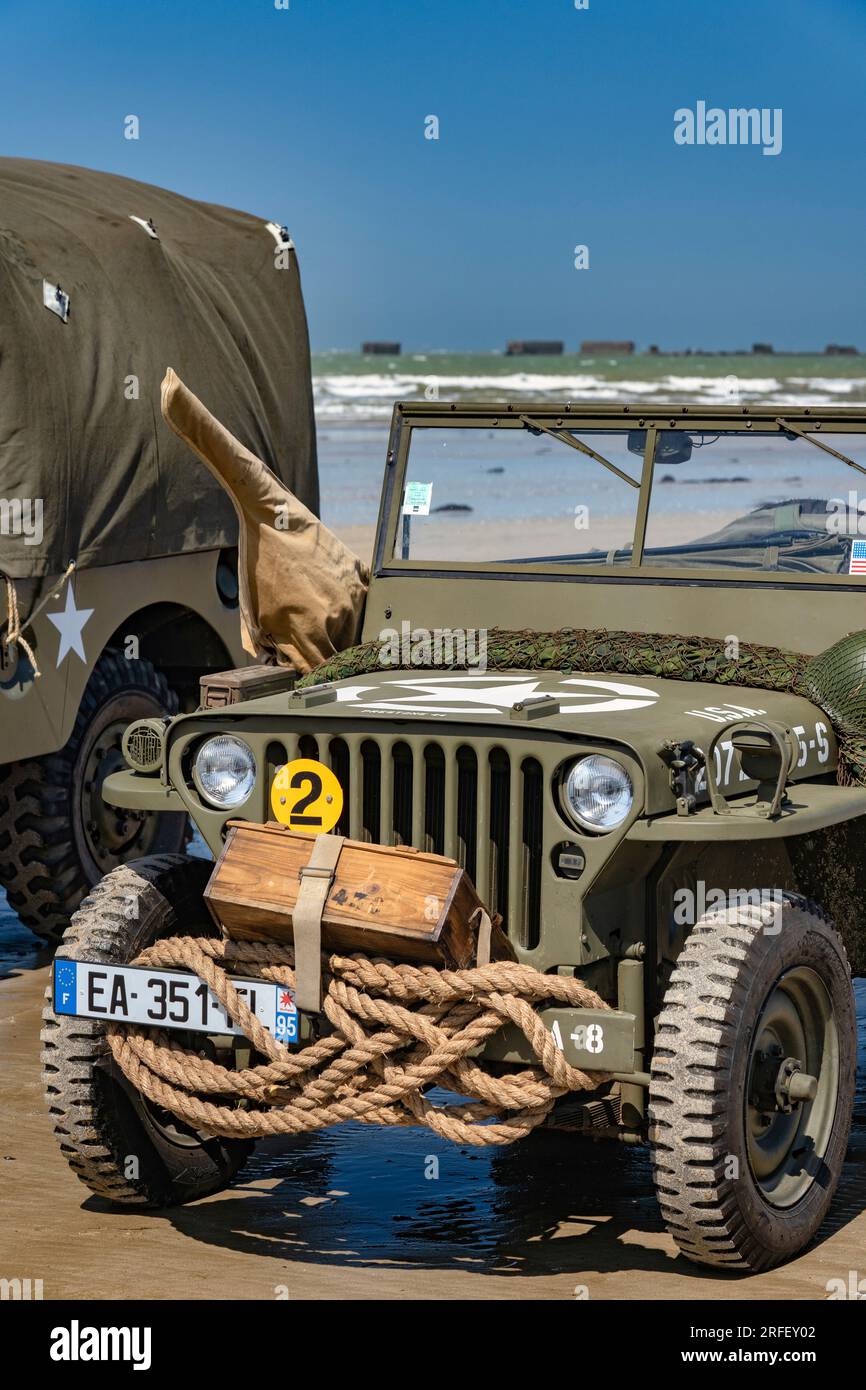 Frankreich, Calvados, Arromanches les Bains, Gedenkfeier zum 6 1944. Juni 69., Gold Beach, Strandparade Stockfoto