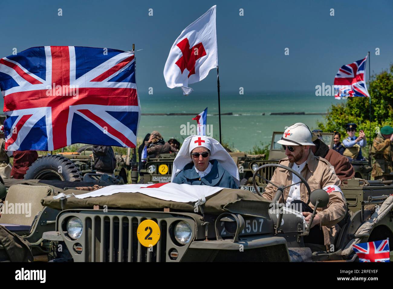 Frankreich, Calvados, Arromanches les Bains, Gedenkfeier zum 6 1944. Juni 69., Gold Beach Stockfoto