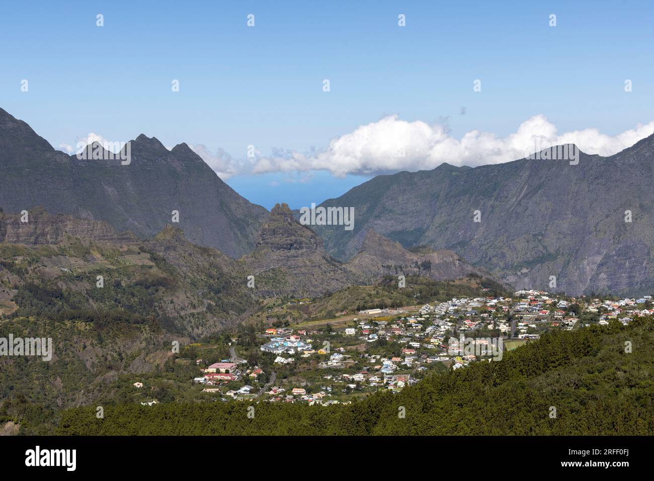 Frankreich, Insel Reunion, Nationalpark Reunion, UNESCO-Weltkulturerbe, Stadt und Zirkus von Cilaos Stockfoto