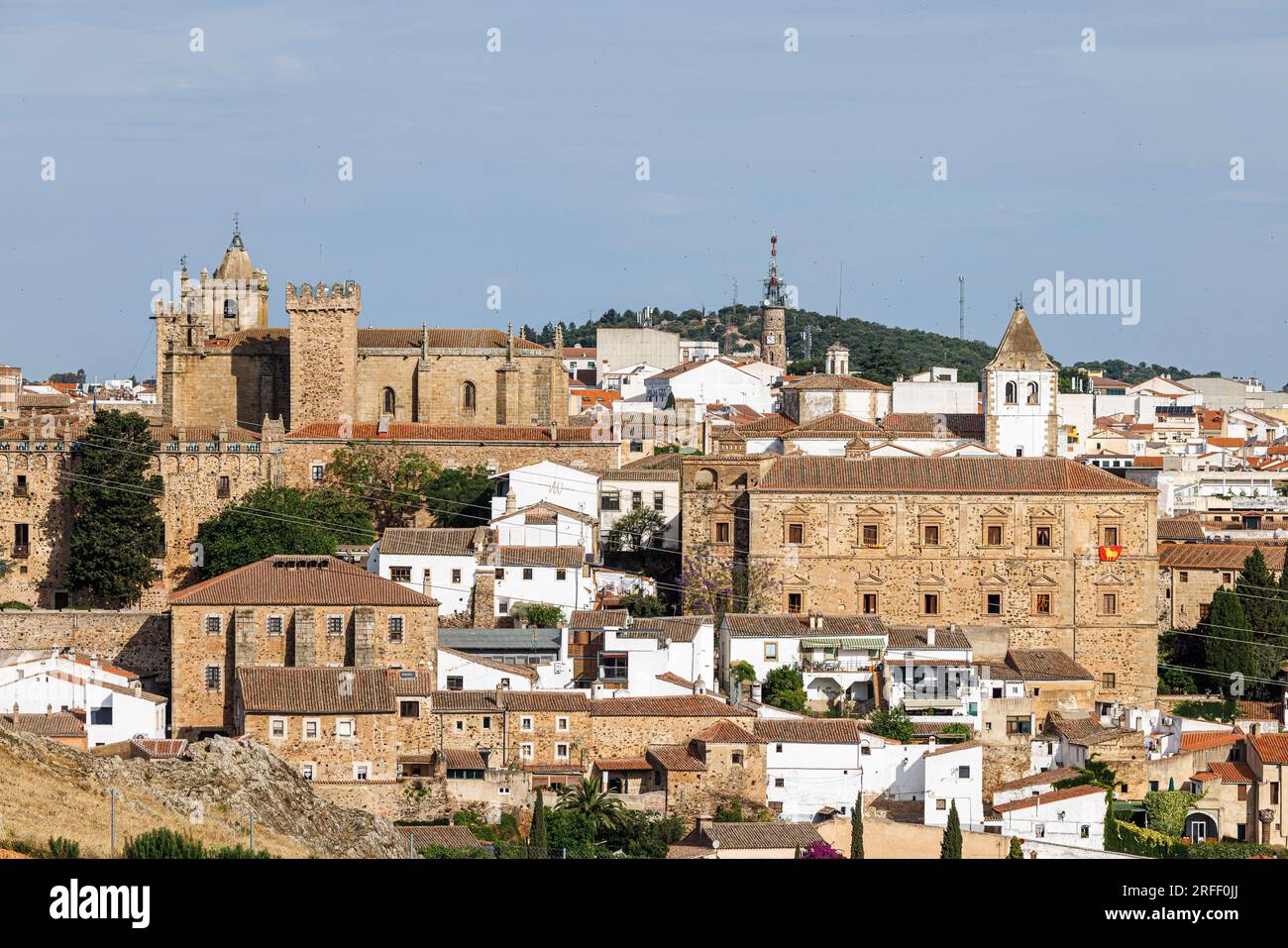 Spanien, Extremadura, Caceres, Altstadt von Caceres, die zum UNESCO-Weltkulturerbe gehört, Blick auf die Altstadt Stockfoto