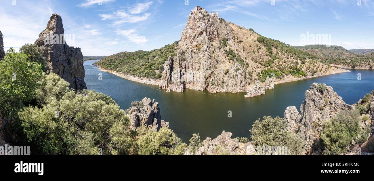 Spanien, Extremadura, Villareal de San Carlos, Naturpark Monfrague, Salto del Gitano am Tajo Stockfoto
