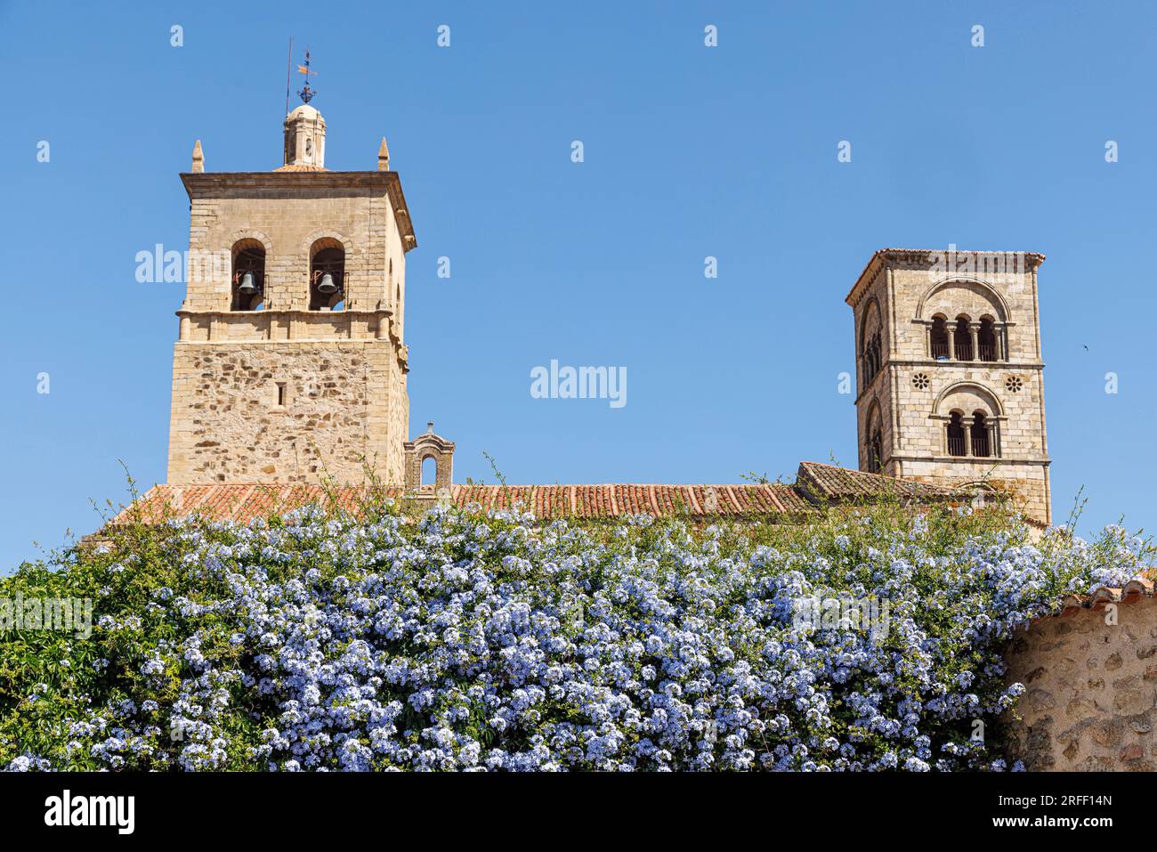 Spanien, Extremadura, Trujillo, Santamaria la Mayor Kirche, die Glockentürme Stockfoto