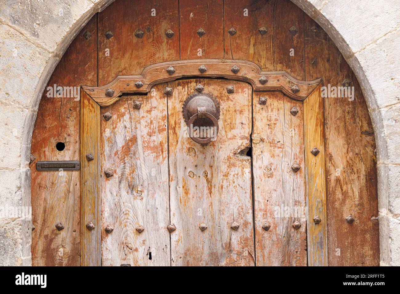 Spanien, Aragon, Ainsa, Haustür Stockfoto