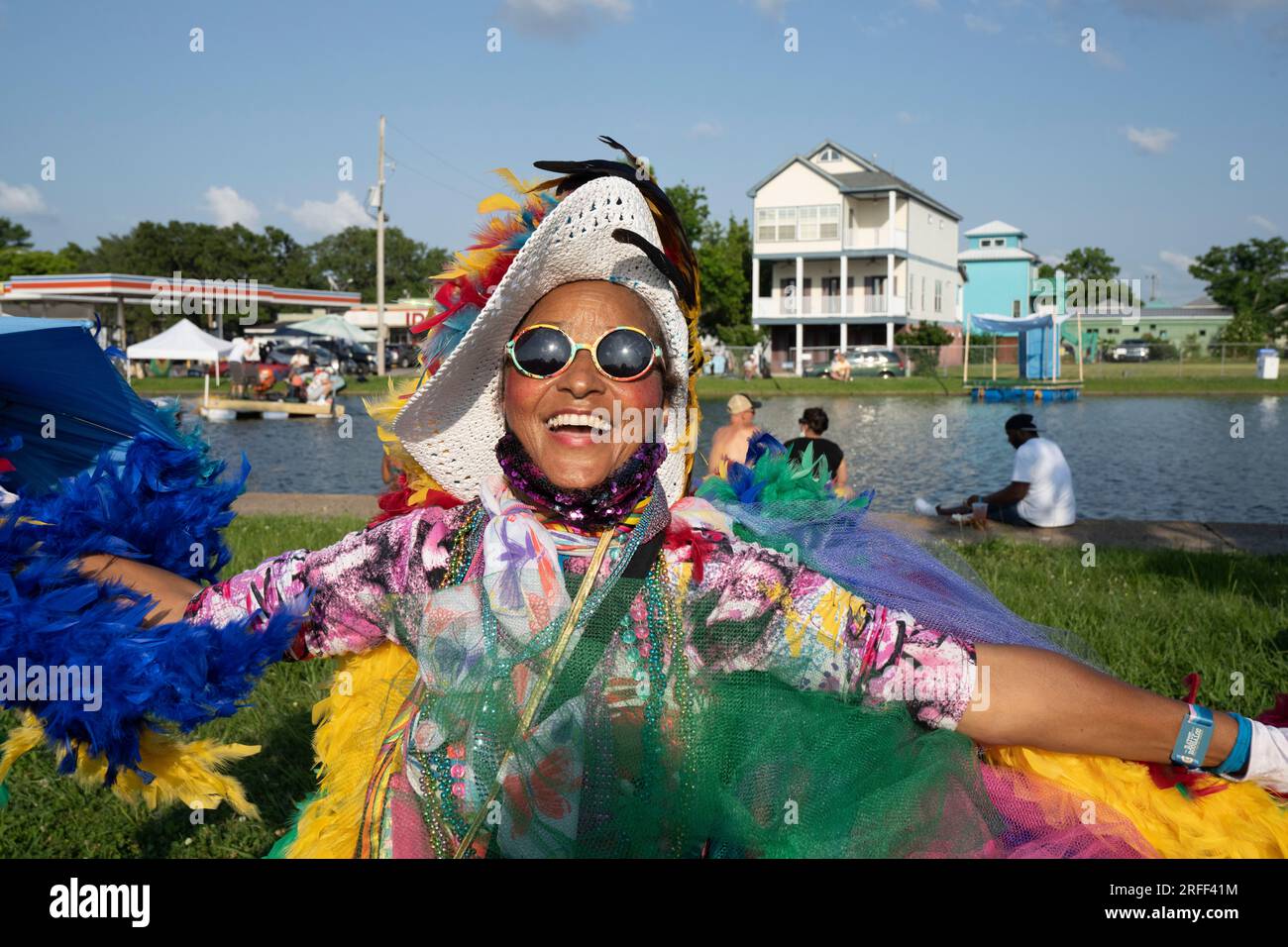 USA, Louisiana, New Orleans, Jennifer Jones, die Tanzdame beim Bayou Boogaloo Festival Stockfoto