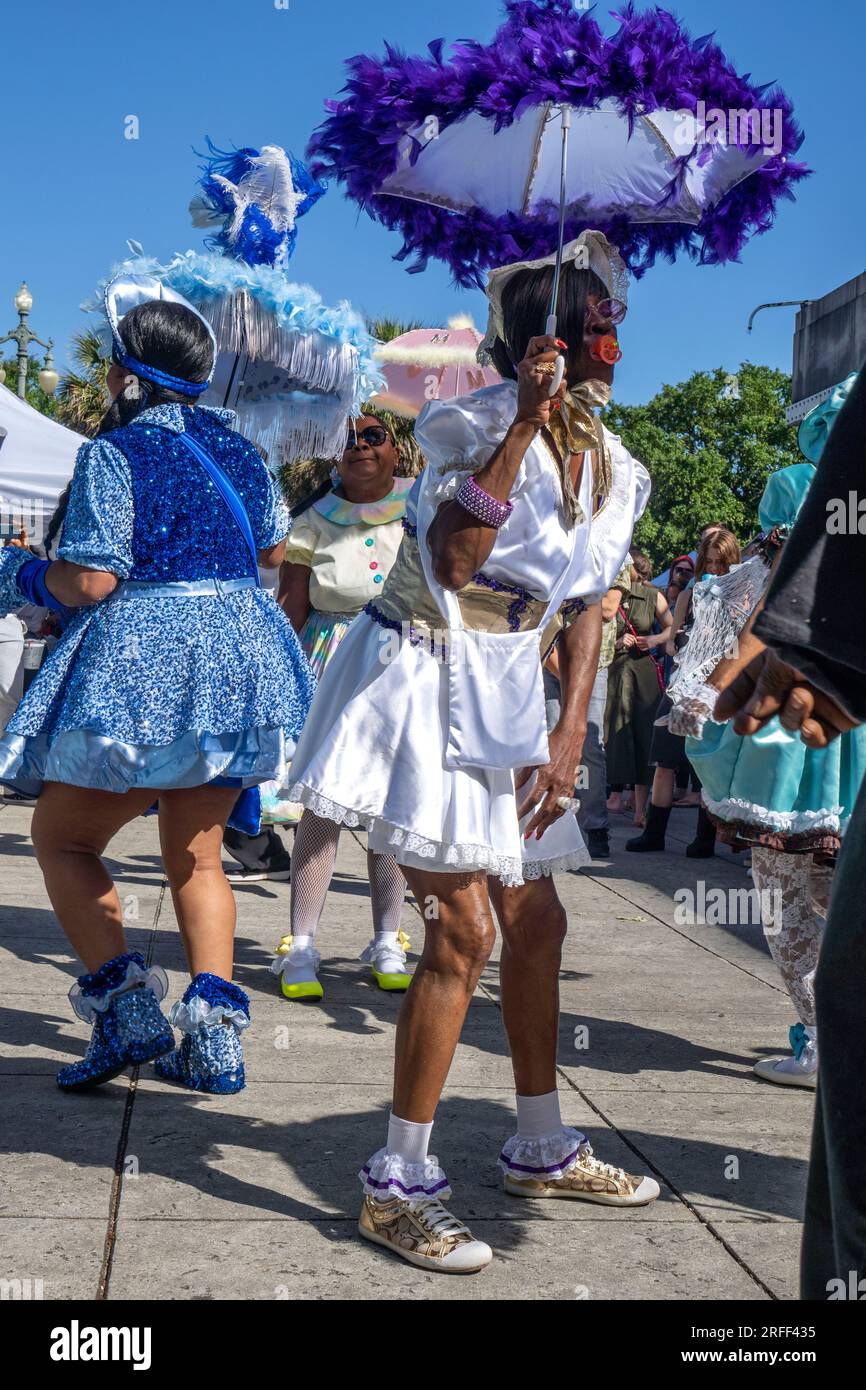 USA, Louisiana, New Orleans, Louis Armstrong Parc, donnerstags im Parc, Second Line in Aktion Stockfoto