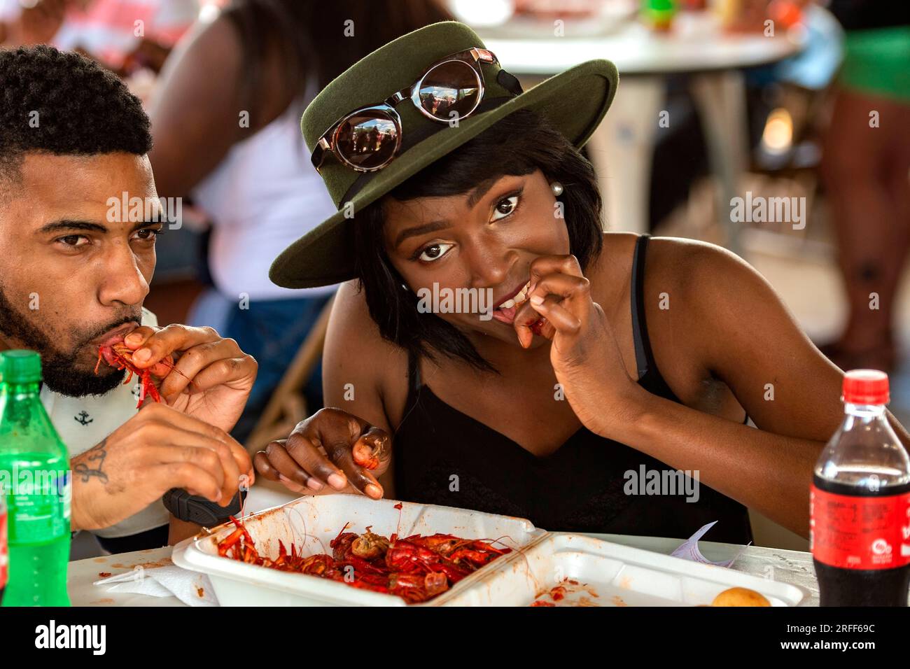 Das Crayfish Festival in den USA, Louisiana, Breaux Bridge und eines der größten akadischen Festivals in Louisiana ist eine Verkostung von Flusskrebsen Stockfoto