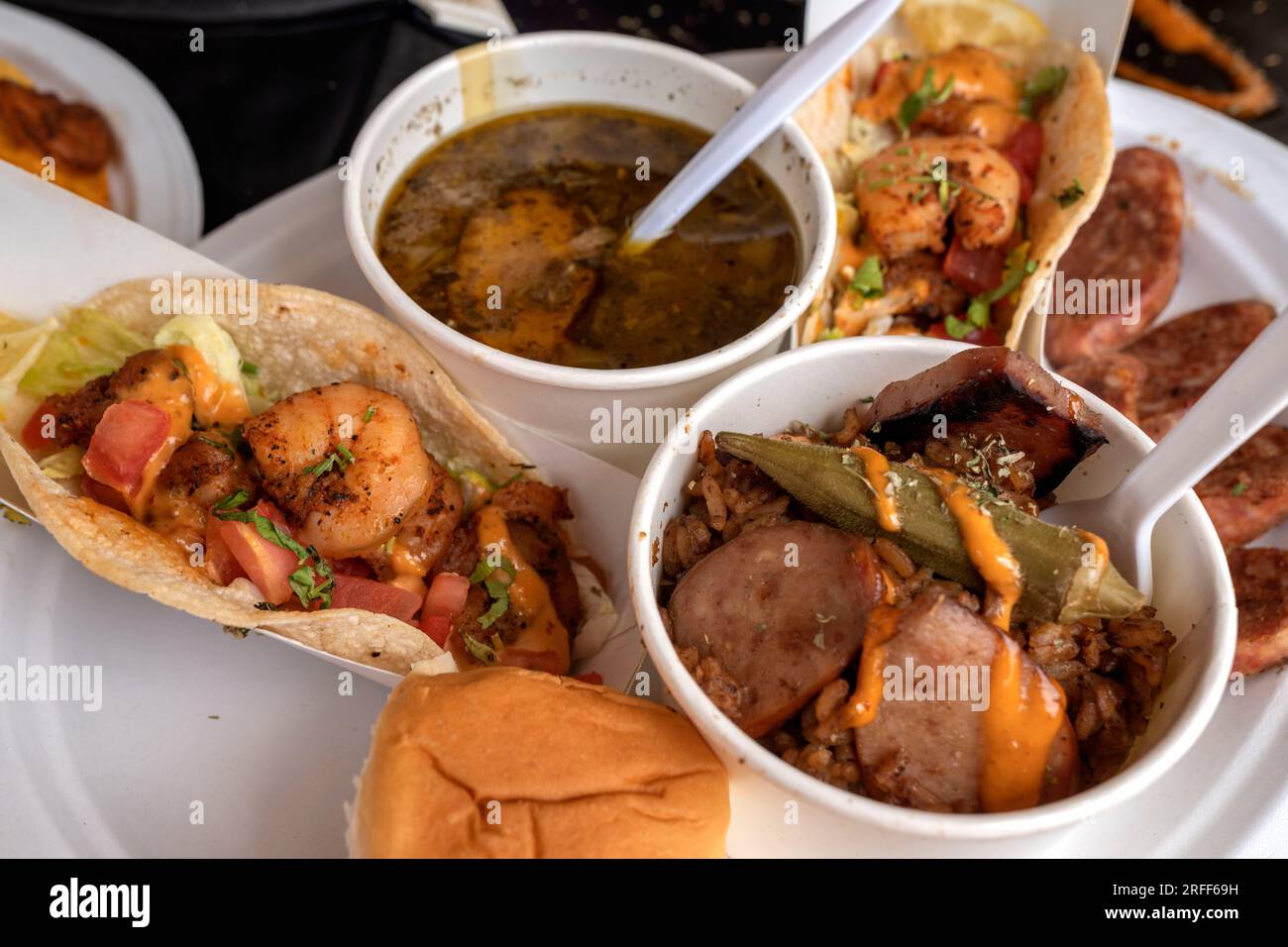 USA, Louisiana, Breaux Bridge, Crawfish Festival, Krebsgerichte Stockfoto