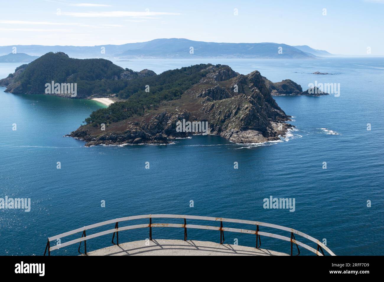 Blick auf die Cies-Inseln aus Einer Perspektive. Galicien - Spanien Stockfoto