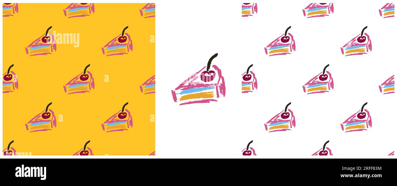 Festliches, nahtloses Muster. Geburtstag, Feiertag. Zeichensätze mit Wachsstiften. Drucken Stock Vektor
