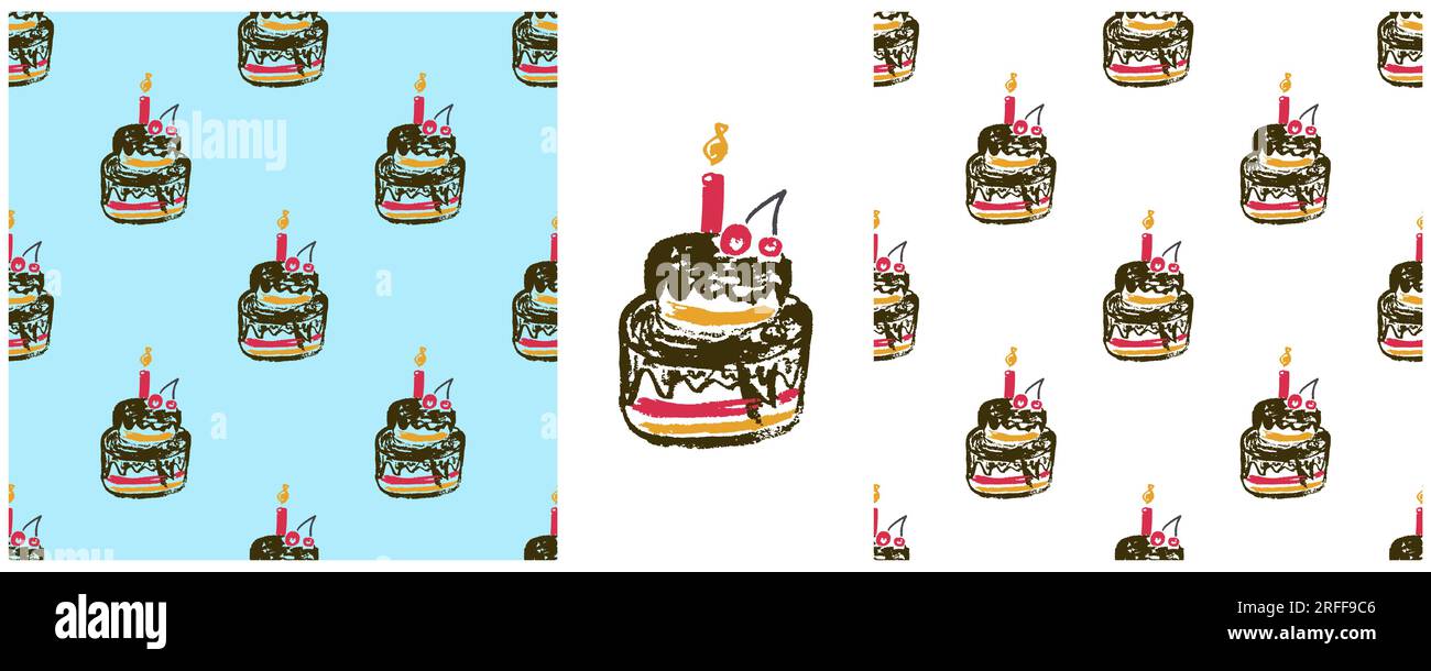 Festliches, nahtloses Muster. Zeichensätze mit Wachsstiften. Geburtstag, Feiertag. Druck für Stoffdesign, Textil Stock Vektor