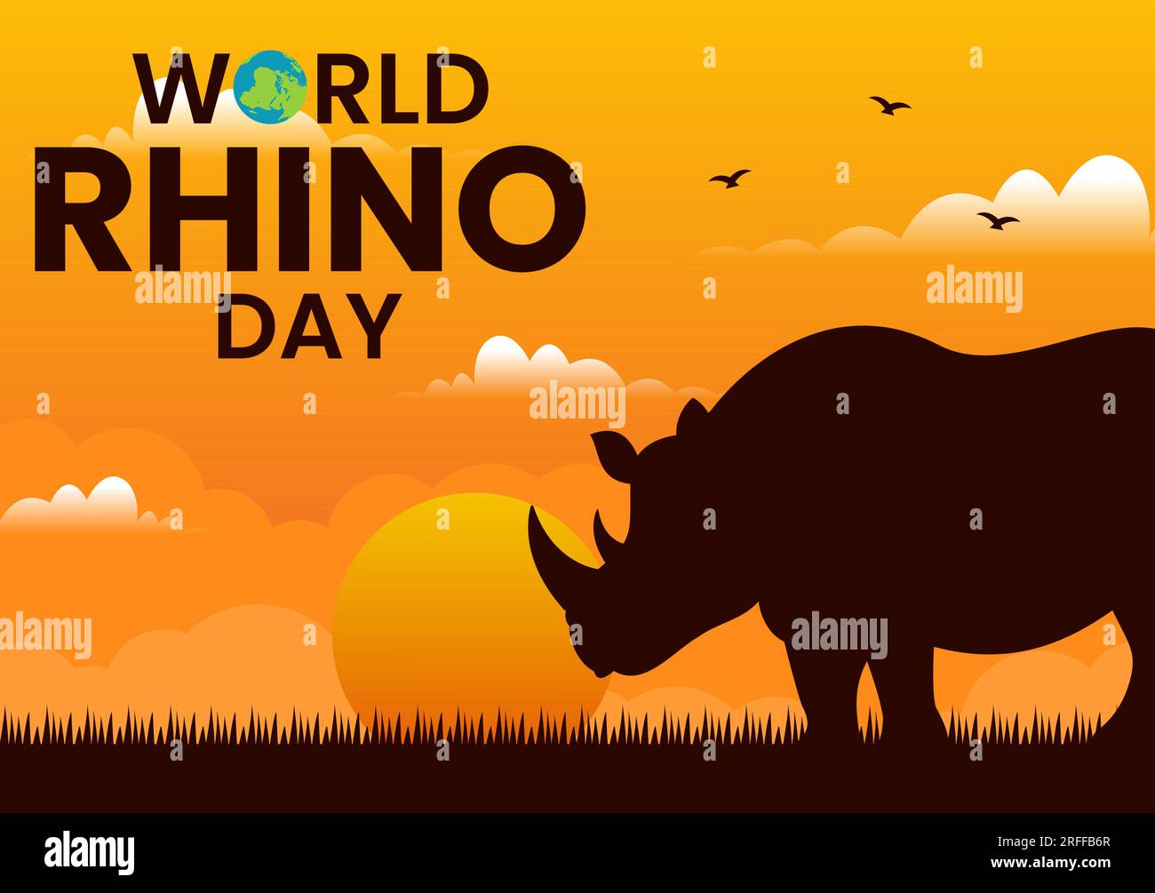 World Rhino Day Vector Illustration am 22. September für Liebhaber und Verteidiger von Nashörnern oder Tierschutz in flachen, handgezeichneten Cartoon-Vorlagen Stock Vektor