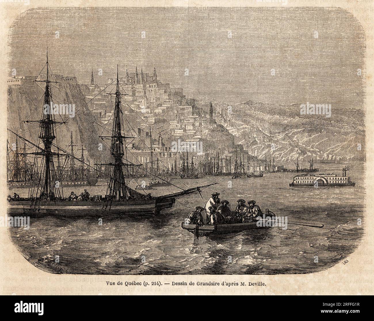 Vue de Quebec, dessin de Grandsire, pour Illustrator les voyages dans l'Amerique septentrionale en 1854-1855, de L. Deville. Gravure in „Le Tour du Monde“ 1861. Stockfoto