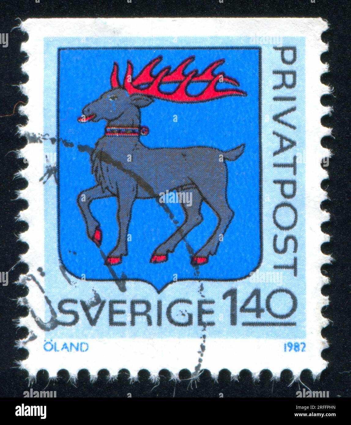 SCHWEDEN - CIRCA 1982: Von Schweden gedruckter Stempel zeigt Oland Arms, circa 1982 Stockfoto