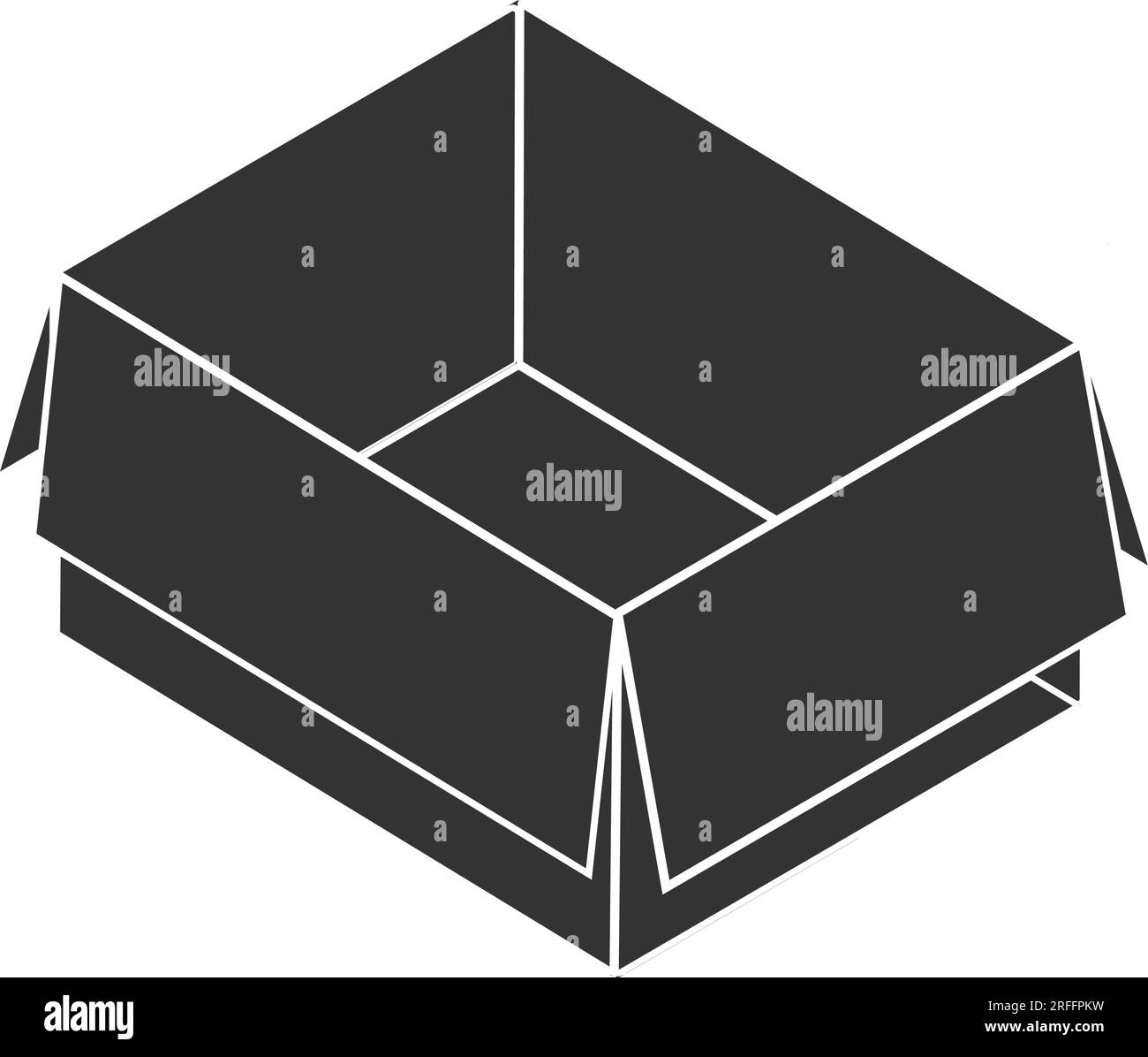 Pappkarton-Modell isoliert auf weißem Hintergrund. Layout der Versandkartons, Vektorzeichnung Stock Vektor