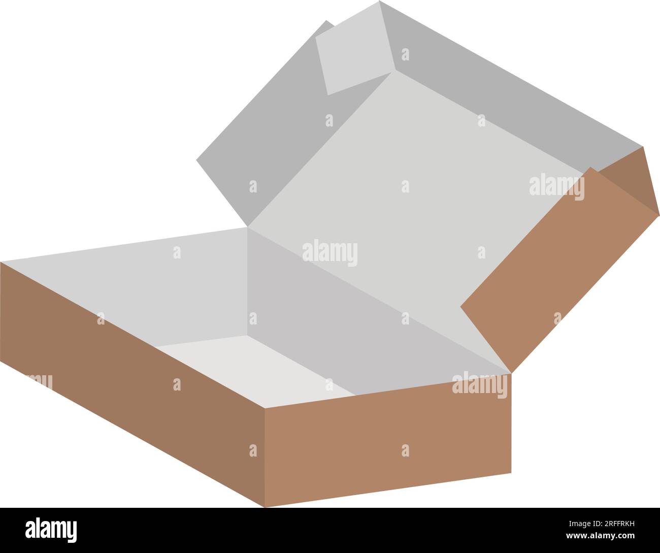 Pappkarton-Modell isoliert auf weißem Hintergrund. Layout der Versandkartons, Vektorzeichnung Stock Vektor