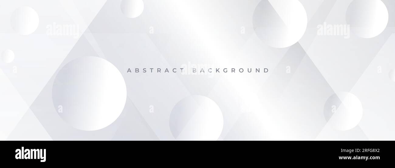 Weißer abstrakter geometrischer 3D-Hintergrund mit kreisförmigen Formen. Modernes abstraktes Bannerdesign in Silber. Vektordarstellung Stock Vektor