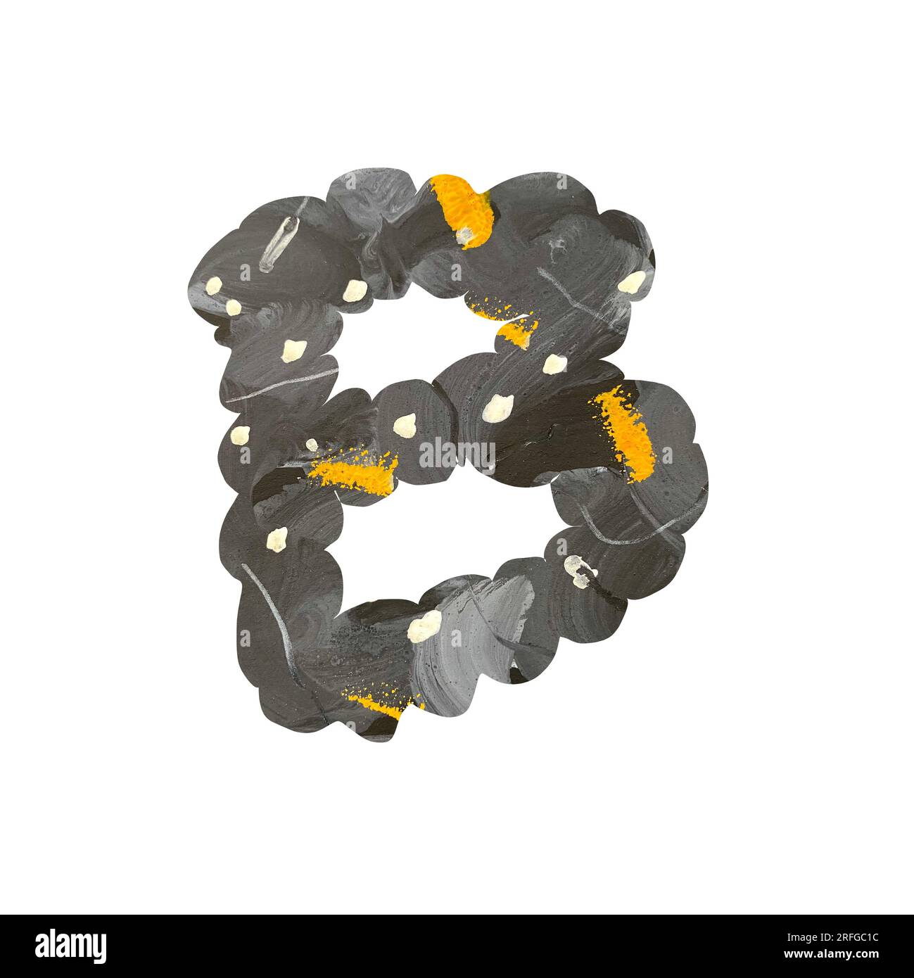 Strukturiertes graues gelbes Papier mit Buchstabe B Stockfoto