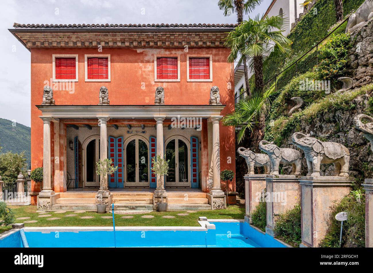 Das indische Haus im Scherrer-Park in Morcote, Schweiz Stockfoto