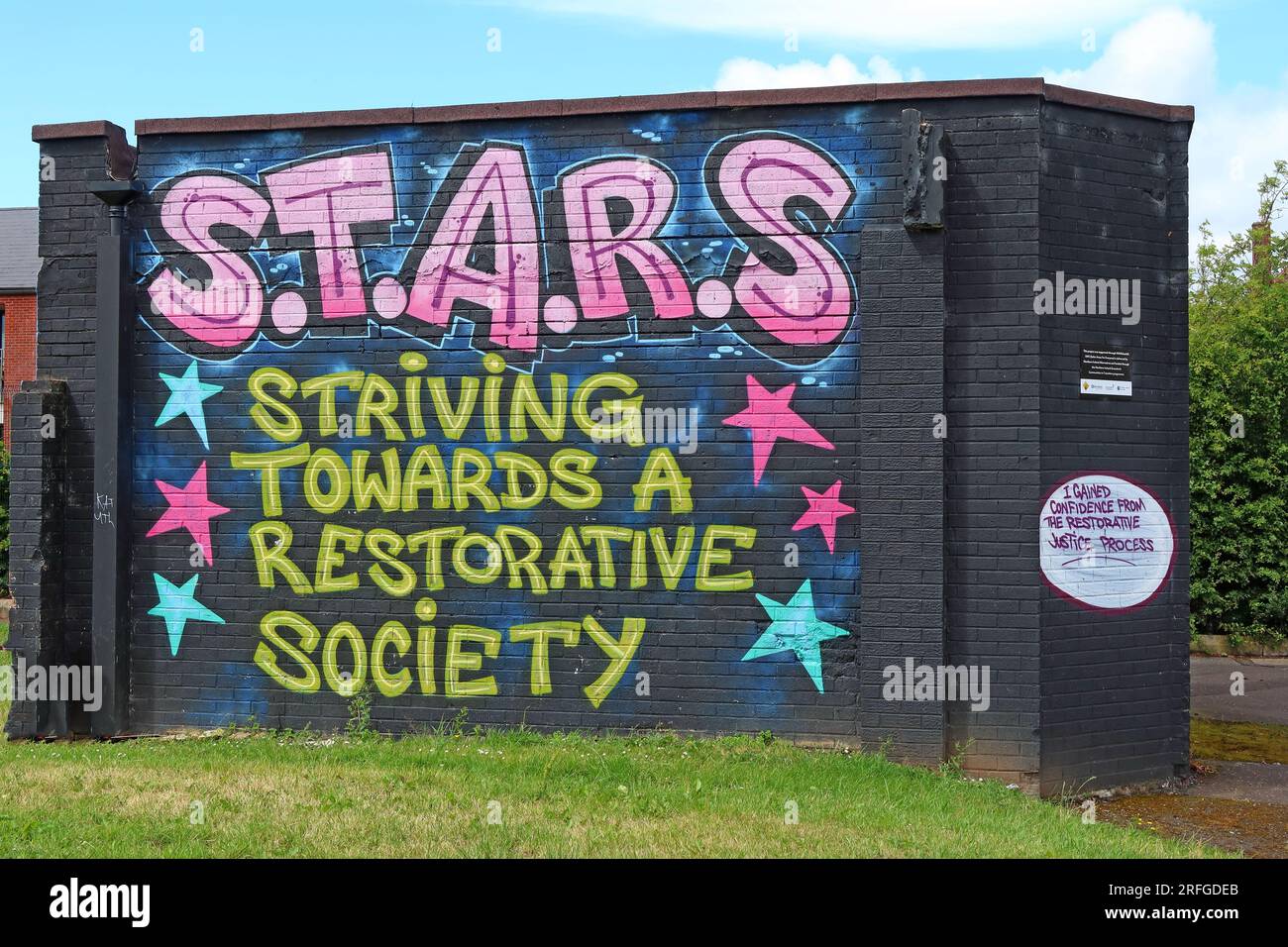 STARS, Streben nach einer Restorativen Gesellschaft, Friedensprozess, West Belfast, Nordirland, Großbritannien Stockfoto