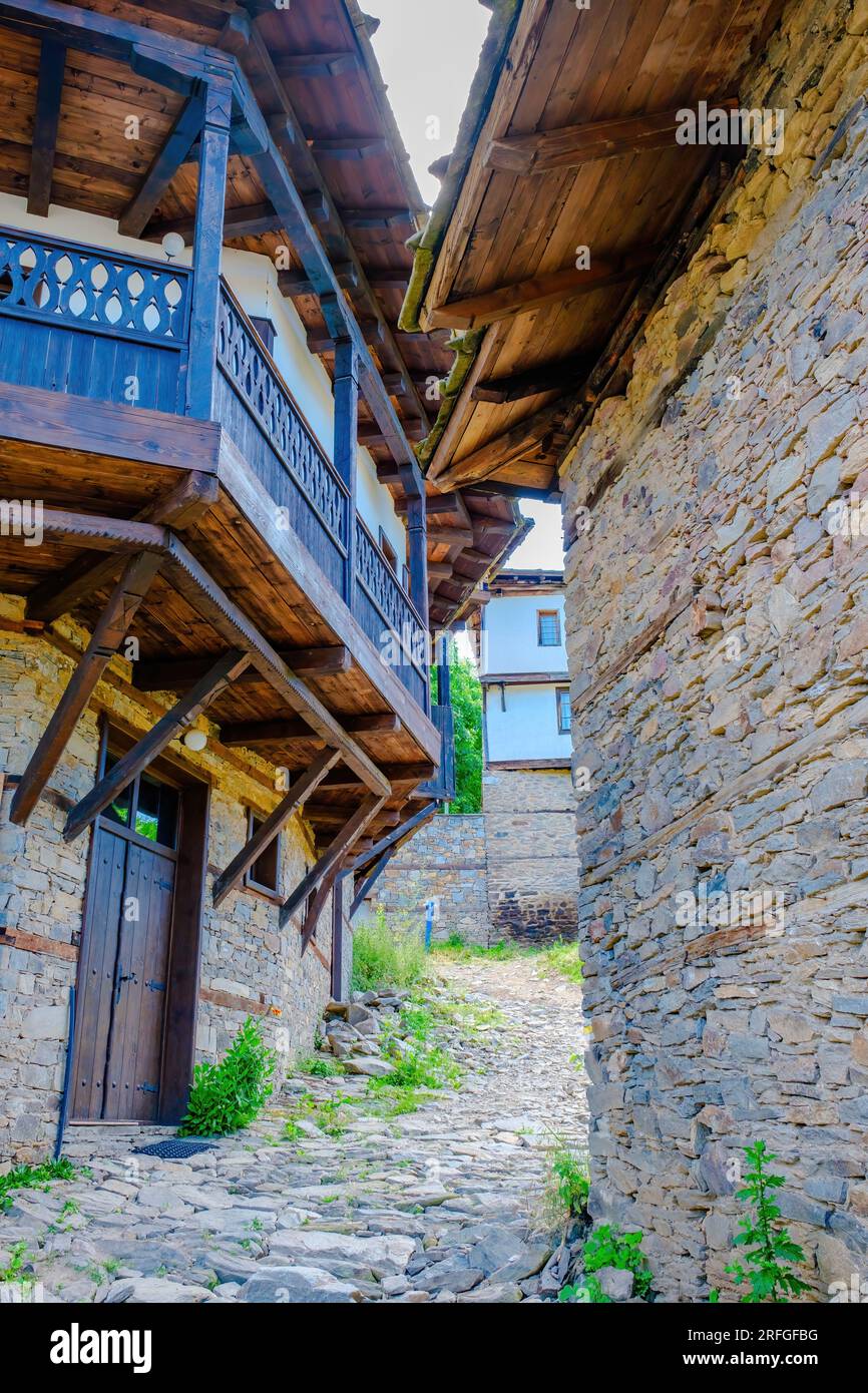 Bergdorf Kovachevitsa, altes traditionelles bulgarisches Haus, antike Architektur Stockfoto