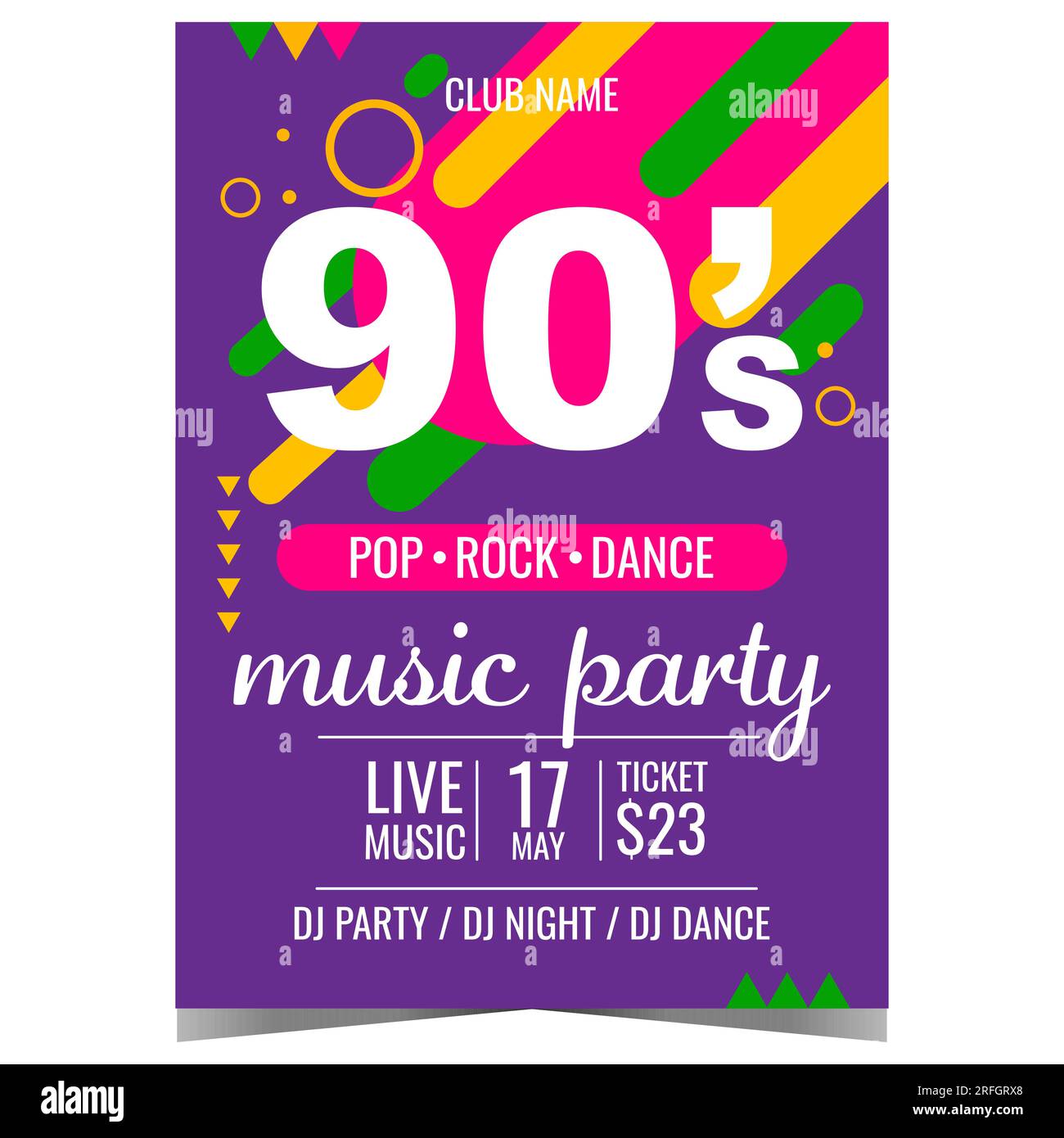 Musik-Partykünstler der 90er-Jahre-Vorlage für Vektordesign. Einladung