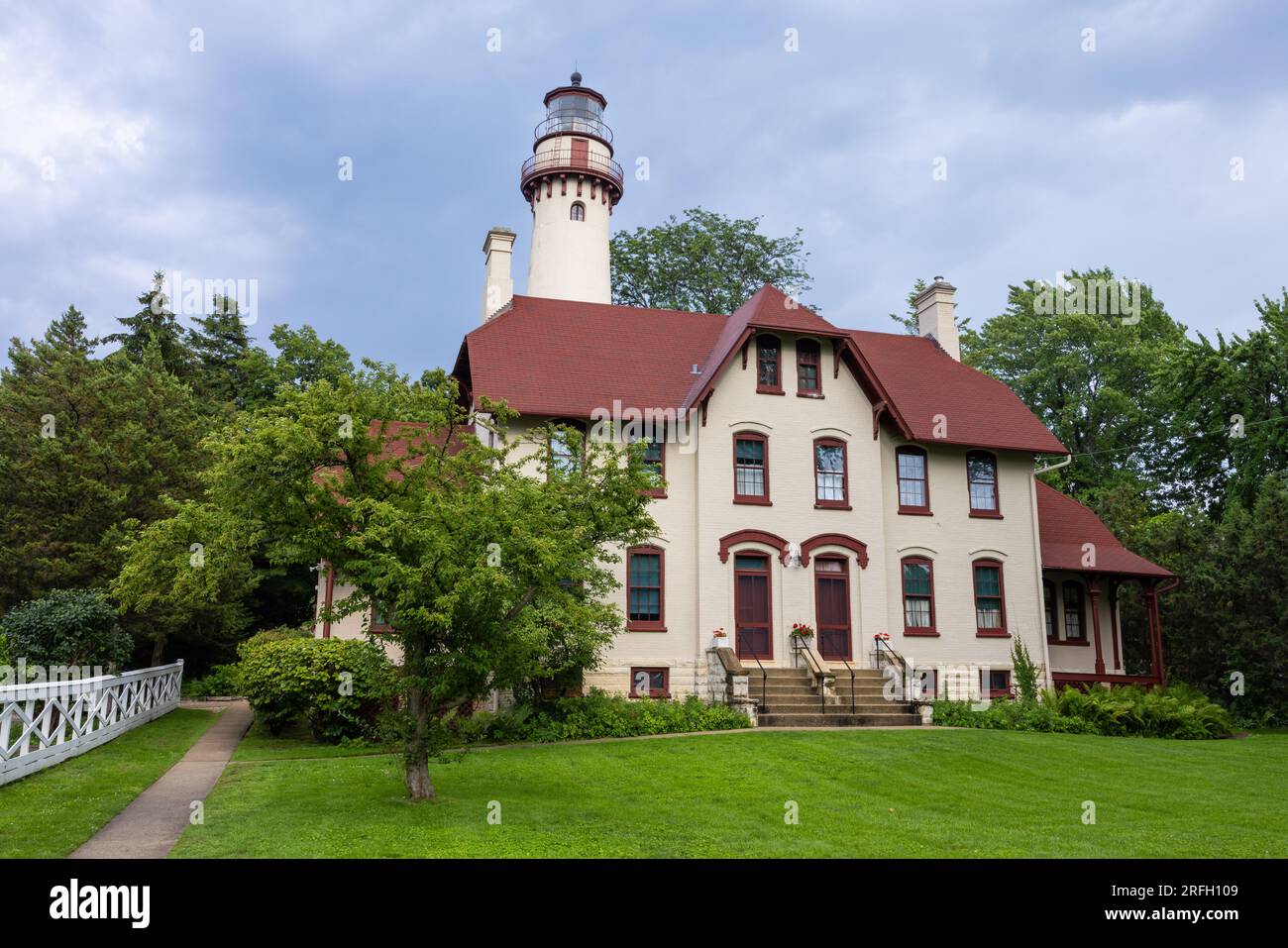 Der Leuchtturm Von Grosse Point Am Great Lake Michigan Stockfoto