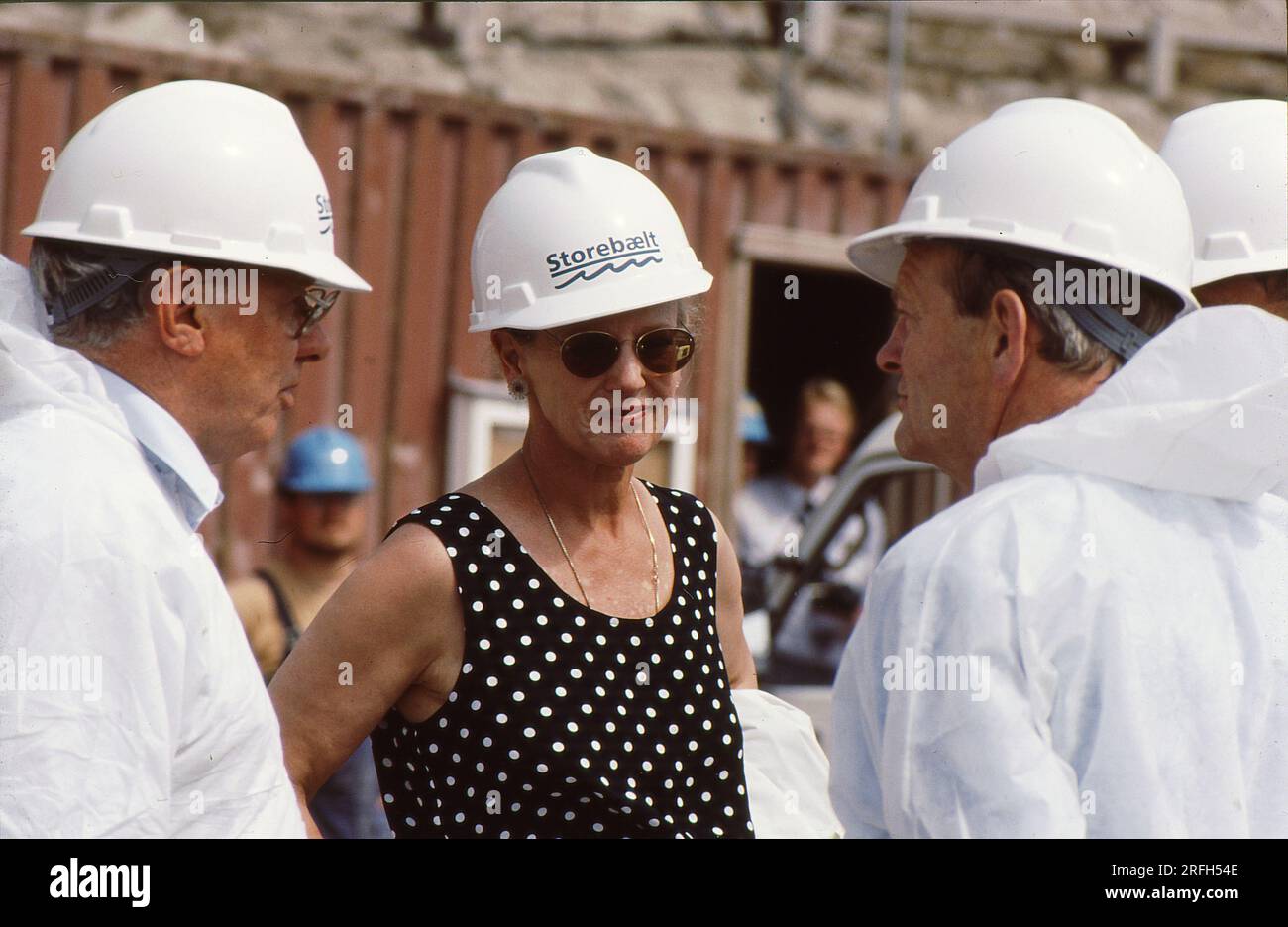 Korsor/Nyborg / Denmark,070-07-1992  H.M. die Königin Margrete II. Und Prinz Henerik (jetzt verstorbener Prinz Henrik) besuchen storebaelt-Projekt, große Linkbrigde und Tunel und verwalten ihre Show-Projekte, um die Insel Fune und die Insel Sjealand zu verbinden, um Dänemark zu verbinden. .Foto von Francis Joseph Dean/Deanpictures. Stockfoto