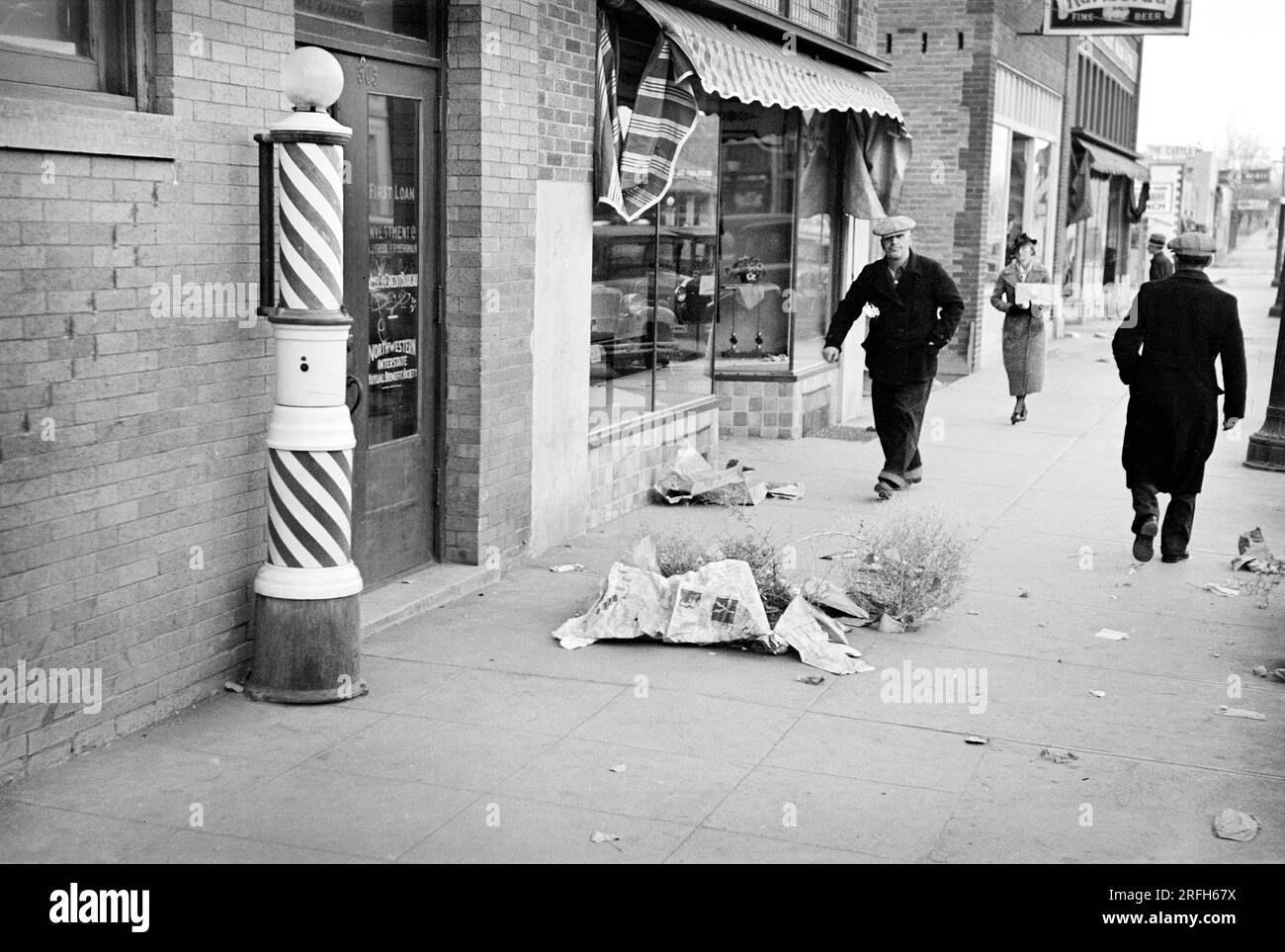 Straßenszene nach Staubsturm, Williston, North Dakota, USA, Russell Lee, USA Farm Security Administration, November 1937 Stockfoto