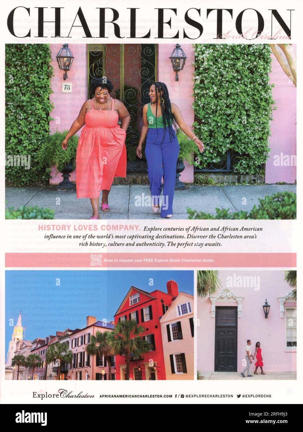 Werbespot im Magazin im Juli/August 2023, USA Stockfoto