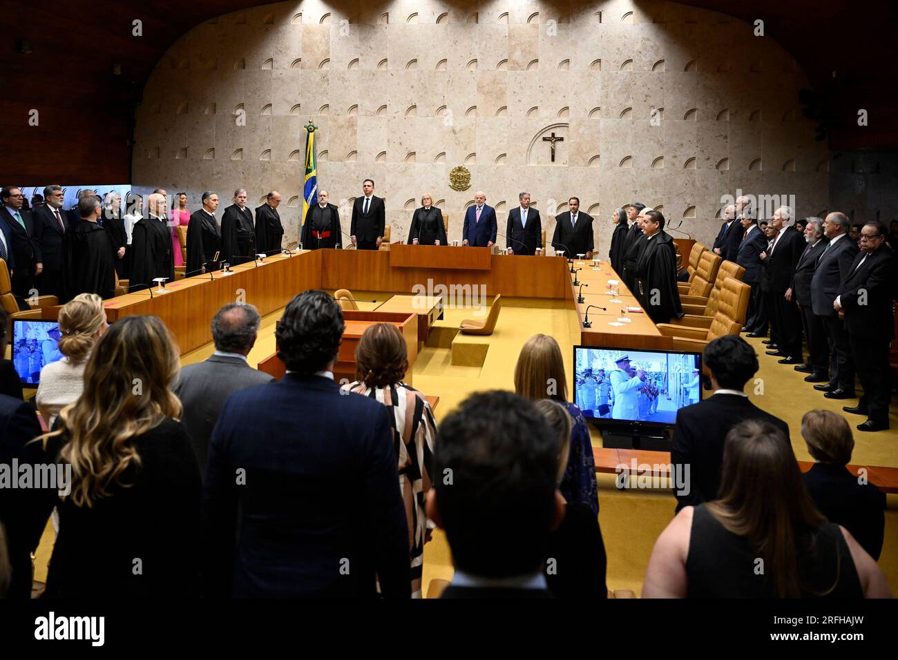 DF - BRASILIA - 03/08/2023 - BRASILIA, SOLENE SESSION OF CRISTIANO ZANIN IN POSITION OF MINISTER OF THE FEDERAL SUPREME COURT (STF) - General photography during the Inaugural Session of Cristiano Zanin as Minister of the Federal Supreme Court ( STF) held this Thursday, August 3rd. Photo: Mateus Bonomi/AGIF (via AP) Stockfoto