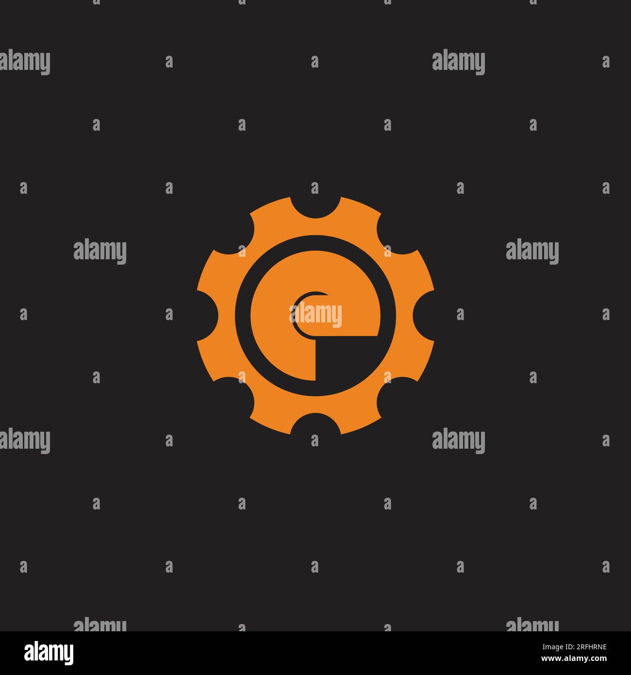 Letter e COG Gear niedlicher, einfacher Logo-Vektor Stock Vektor