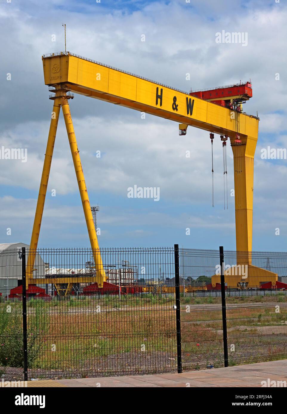 Harland und Wolff Yellow Cranes, in der Werft, Samson & Goliath, Queen's Island, Belfast, Nordirland, Vereinigtes Königreich, BT3 9EU Stockfoto