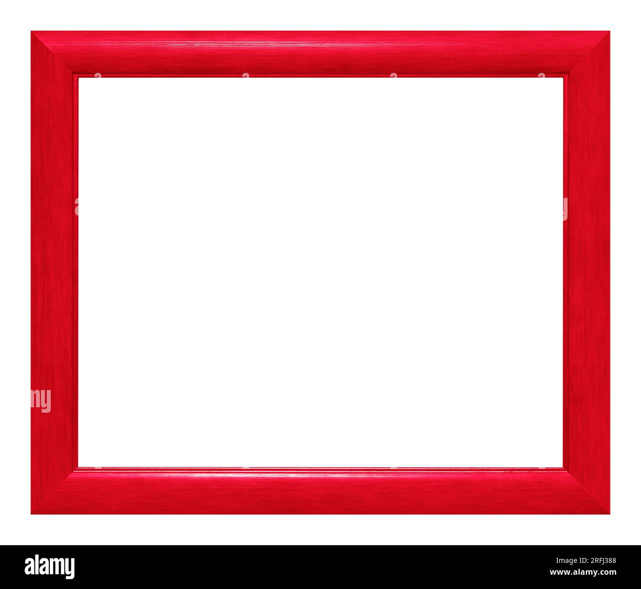 Roter Holzrahmen isoliert auf weißem Hintergrund. Stockfoto