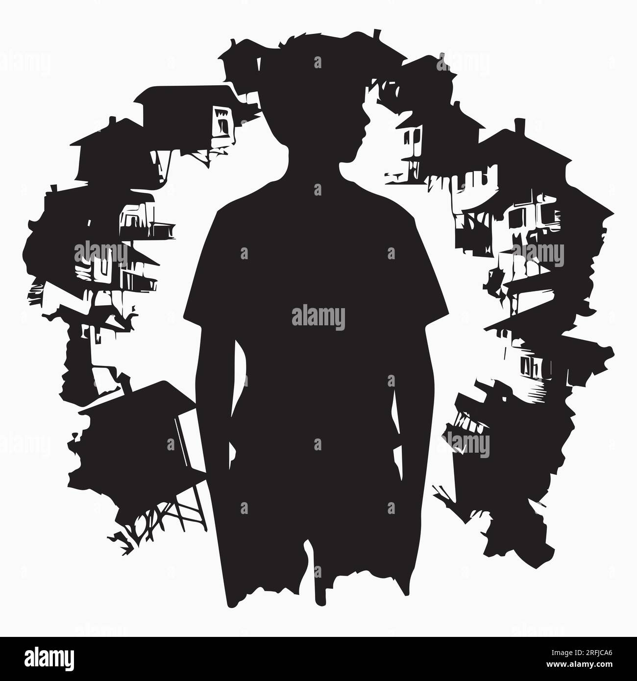 Allein Boy Silhouette Vektor Illustration Stock Vektor