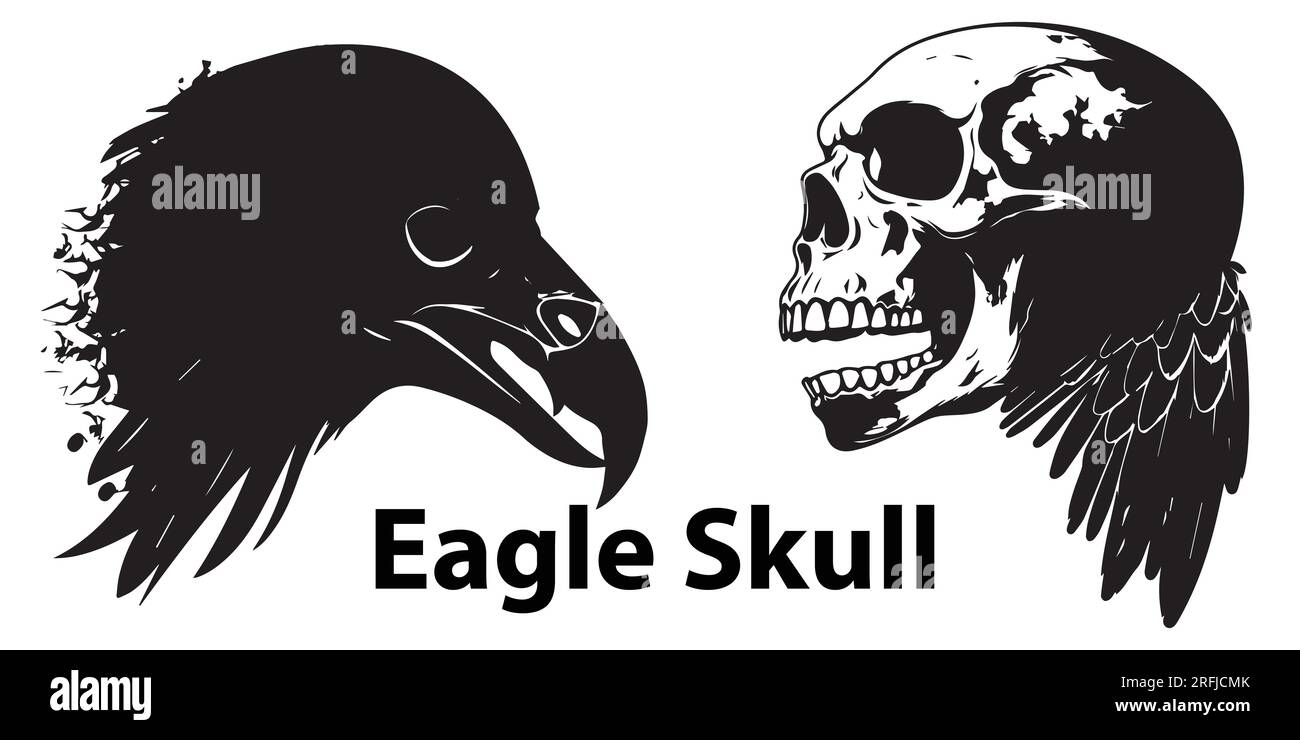 Darstellung der Silhouette „Eagle Head“ und „Eagle Skull“ Stock Vektor
