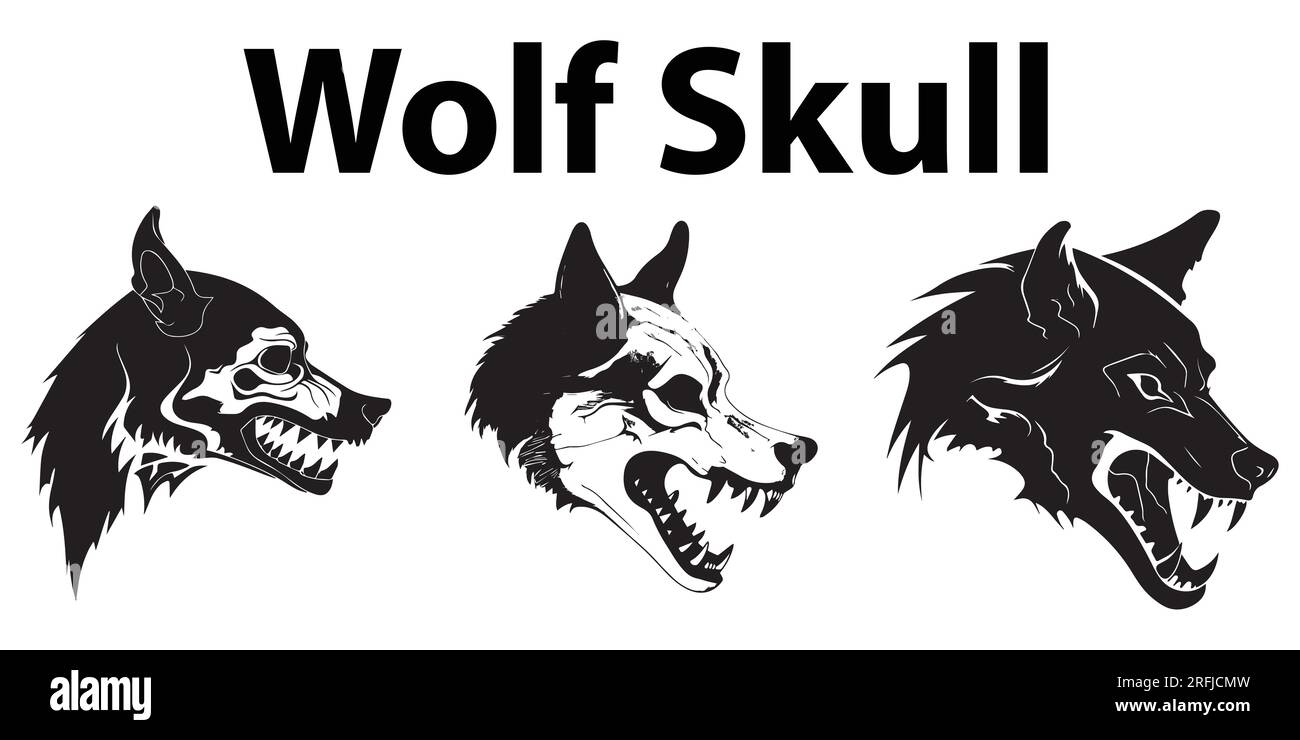 Wolfskopf-Schädelsilhouette-Vektor-Illustration Stock Vektor
