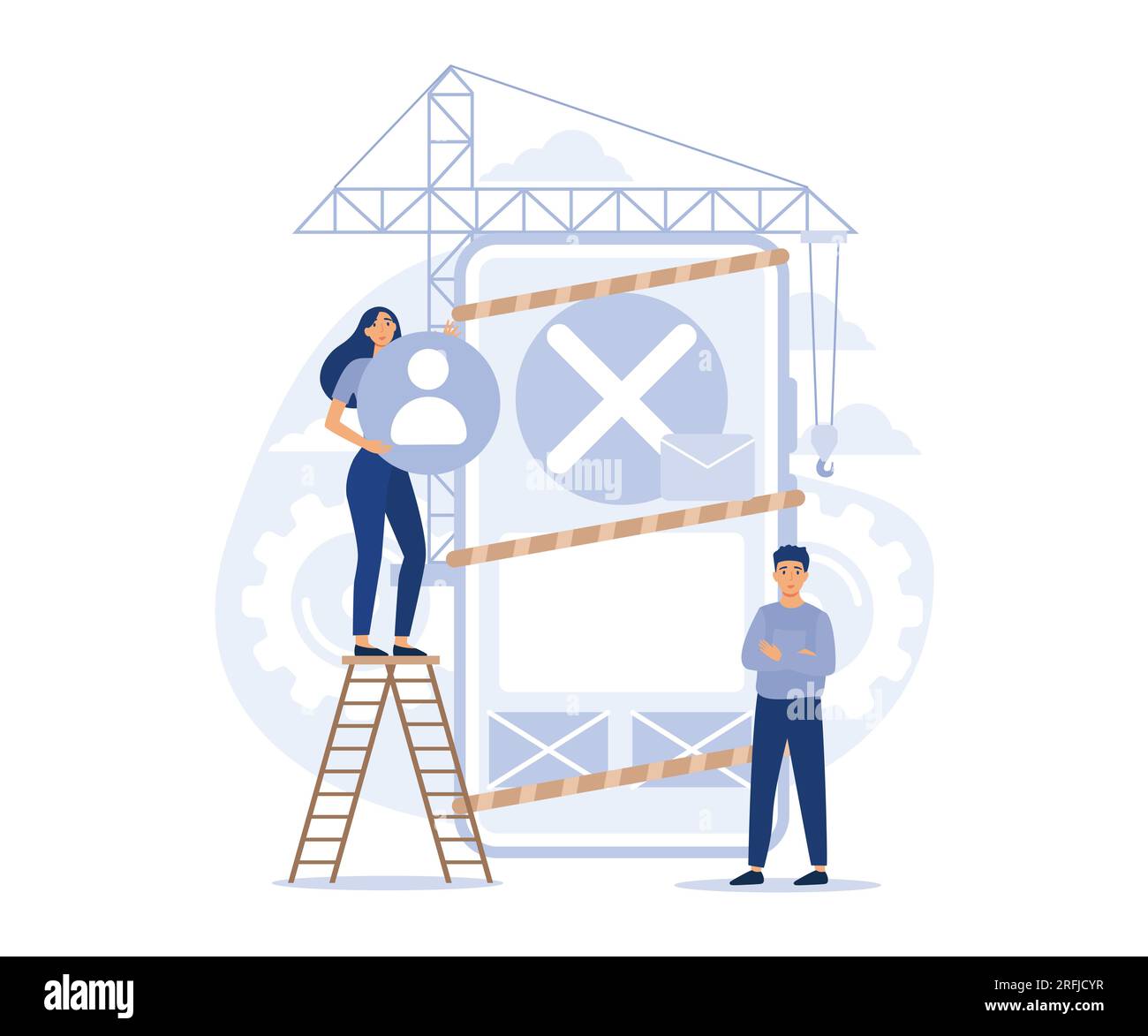 Pflege, Codierung und Programmierung von Websites, Wartung, Technologie, Softwareentwicklung, Flache Vektoren, moderne Illustration Stock Vektor