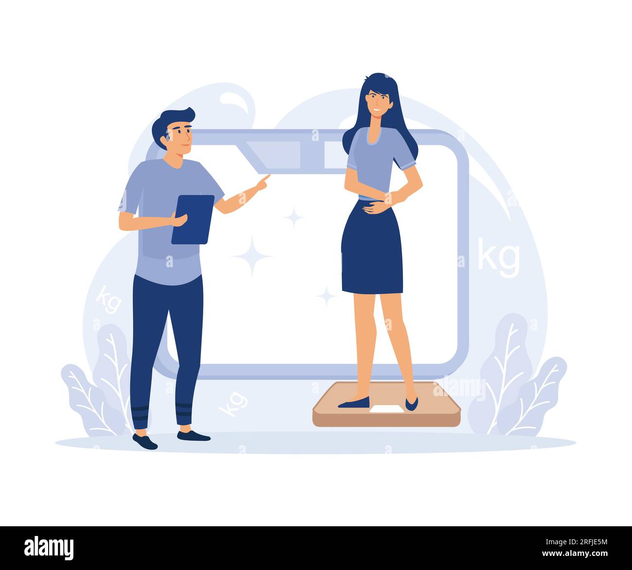 Allgemeiner Gesundheitscheck, körperliche Untersuchung von Kopf bis Fuß, Entwicklungsscreening, Body-Mass-Index, Flachvektor-Modern-Illustration Stock Vektor