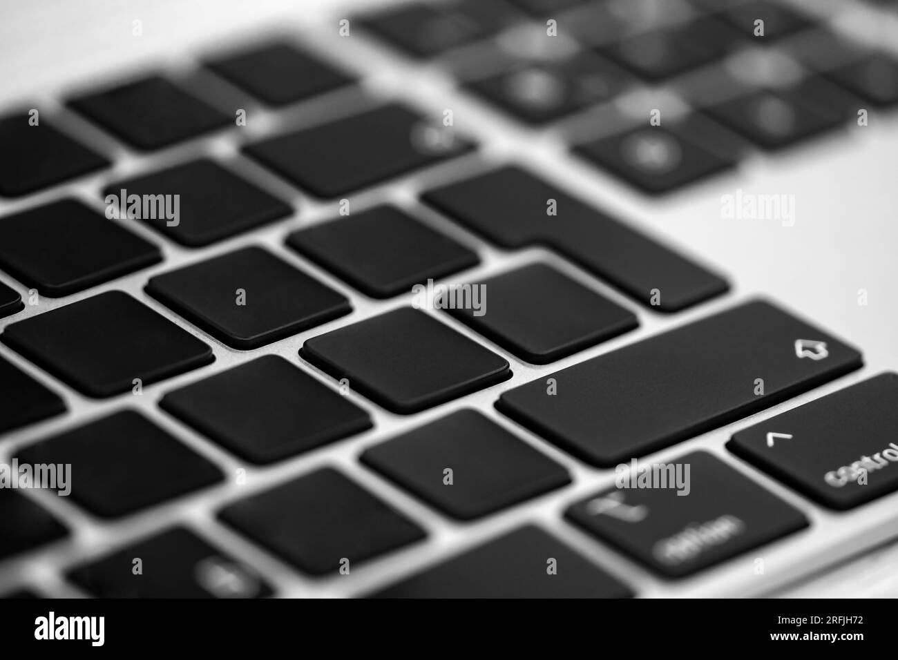 Laptop- oder Notebook-Tastatur mit sauberen Tasten. Stockfoto