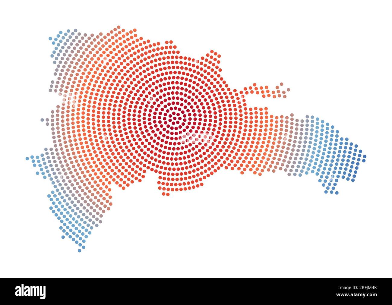 Dominicana gepunktete Karte. Digitale Form von Dominicana. Techniksymbol des Landes mit abgestuften Punkten. Authentische Vektorillustration. Stock Vektor