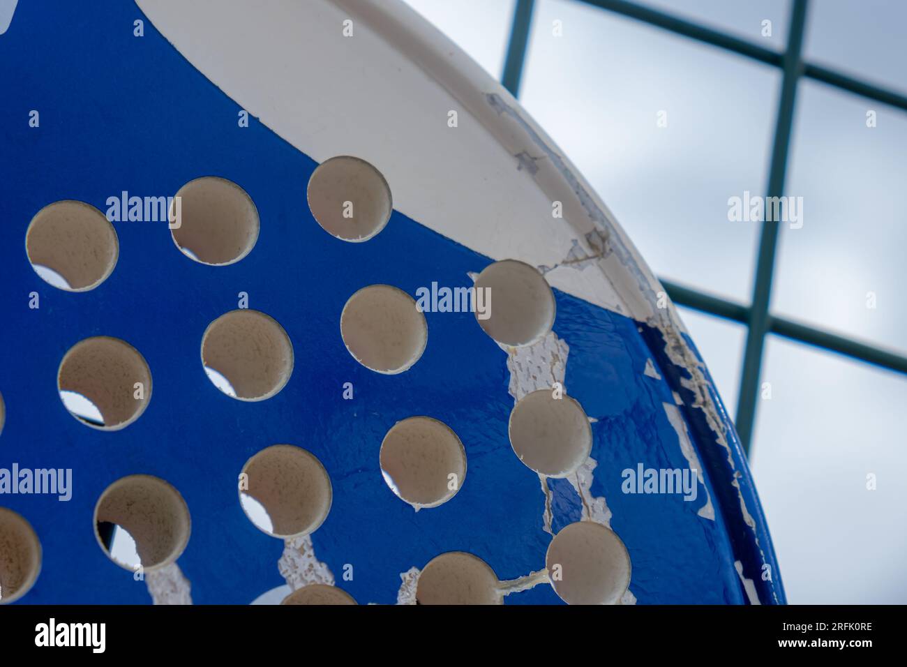 Detail eines Paddle-Tennisschlägers Stockfoto