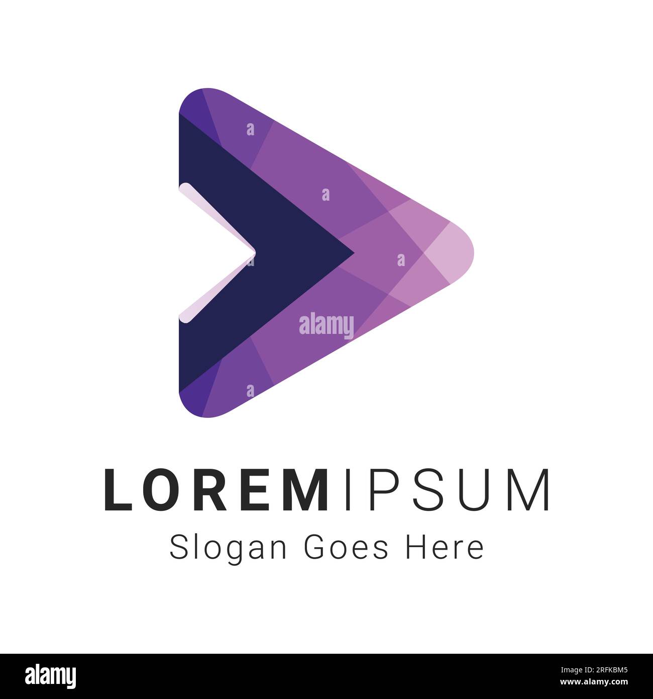 3D Schaltfläche „Farbverlauf abspielen“ mit Pfeillogo Stock Vektor