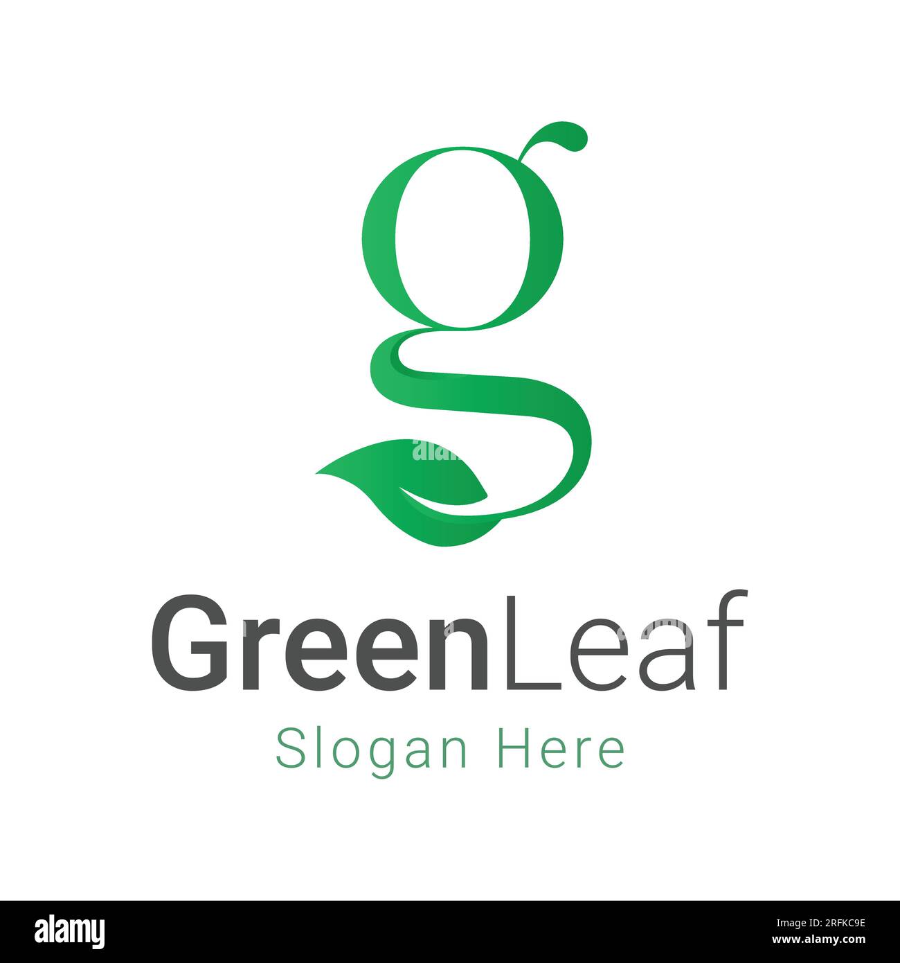 Anfangsbuchstabe g mit grünem Blattlogo Logo mit grünem Blattlogo Stock Vektor