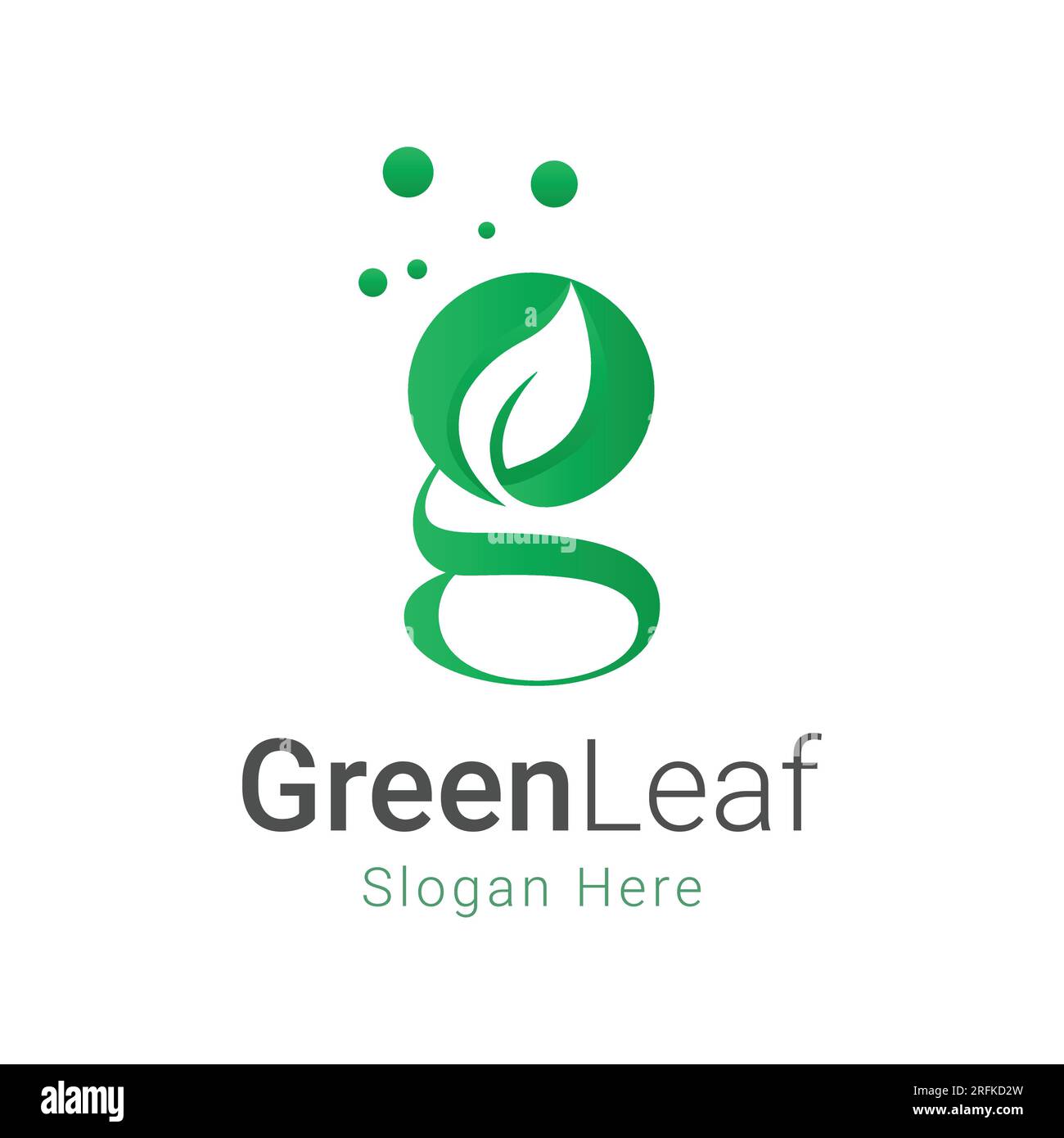 Anfangsbuchstabe g mit grünem Blattlogo Logo mit grünem Blattlogo Stock Vektor