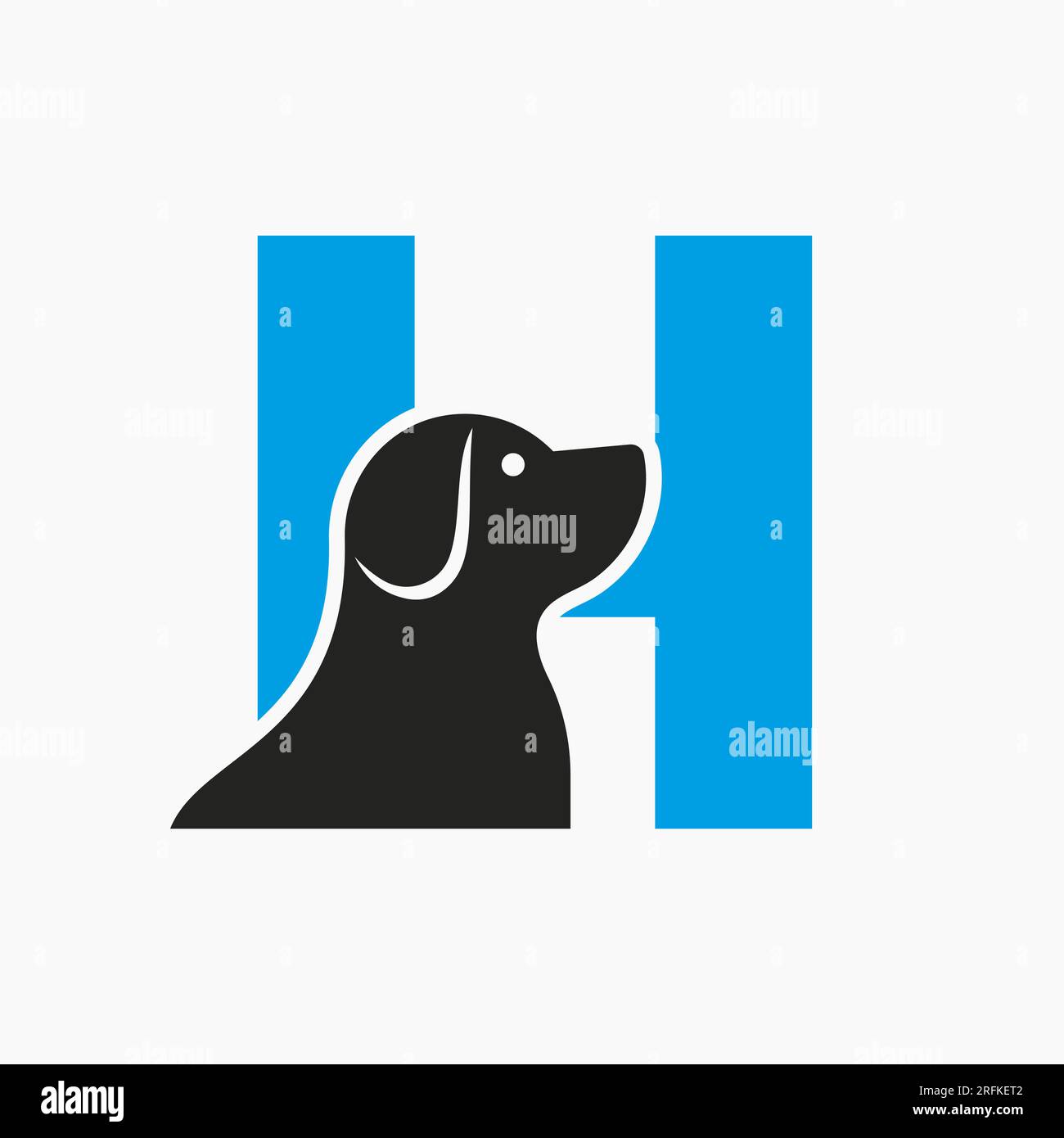 Design mit H-Motiv für Haustiere. Vektorvorlage Für Hundelogo. Hund Auf Alphabet Stock Vektor