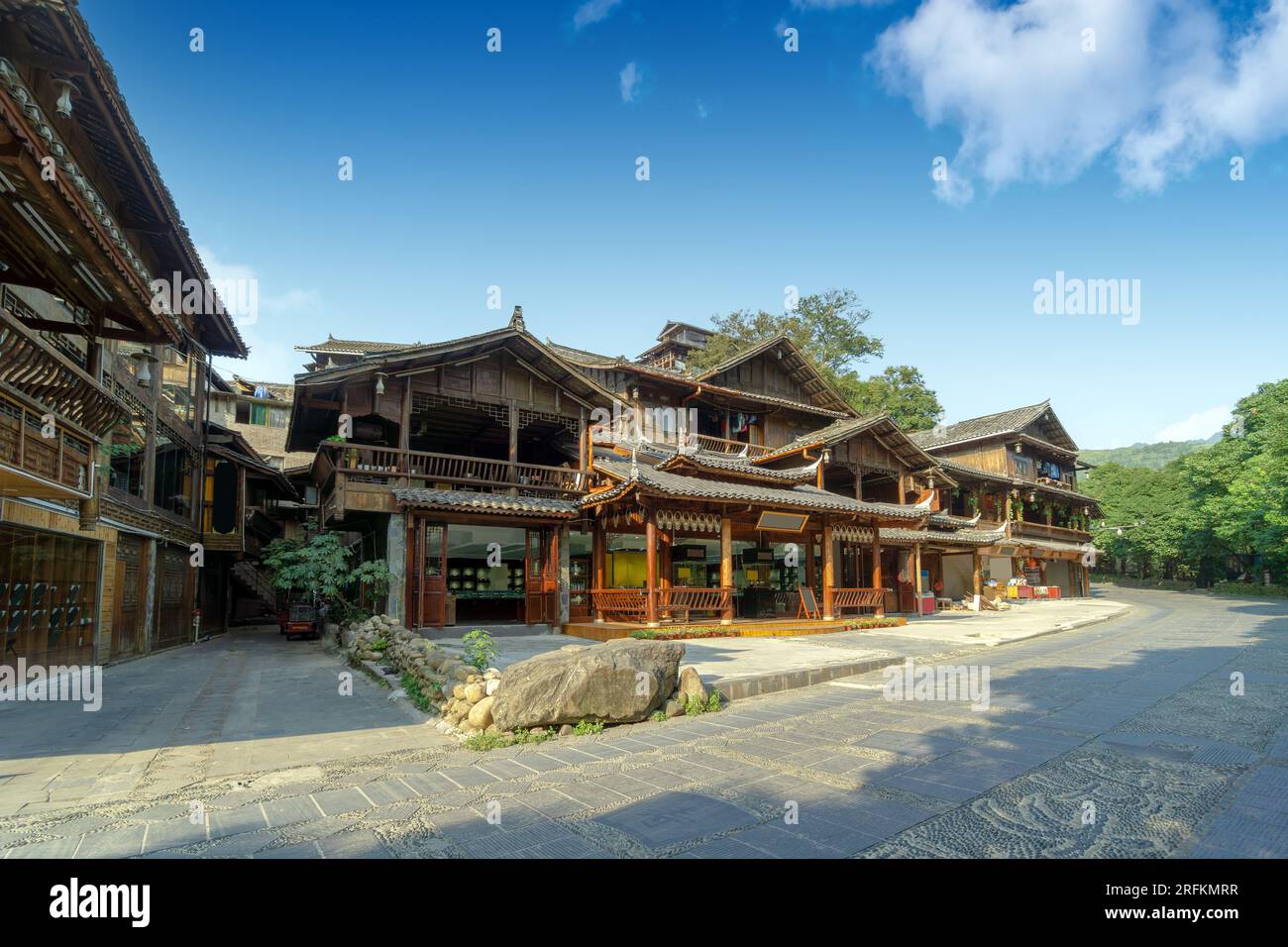 Der Treffpunkt der Miao-Leute, das Dorf Xijiang Miao. Duyun, Guizhou, China. Stockfoto