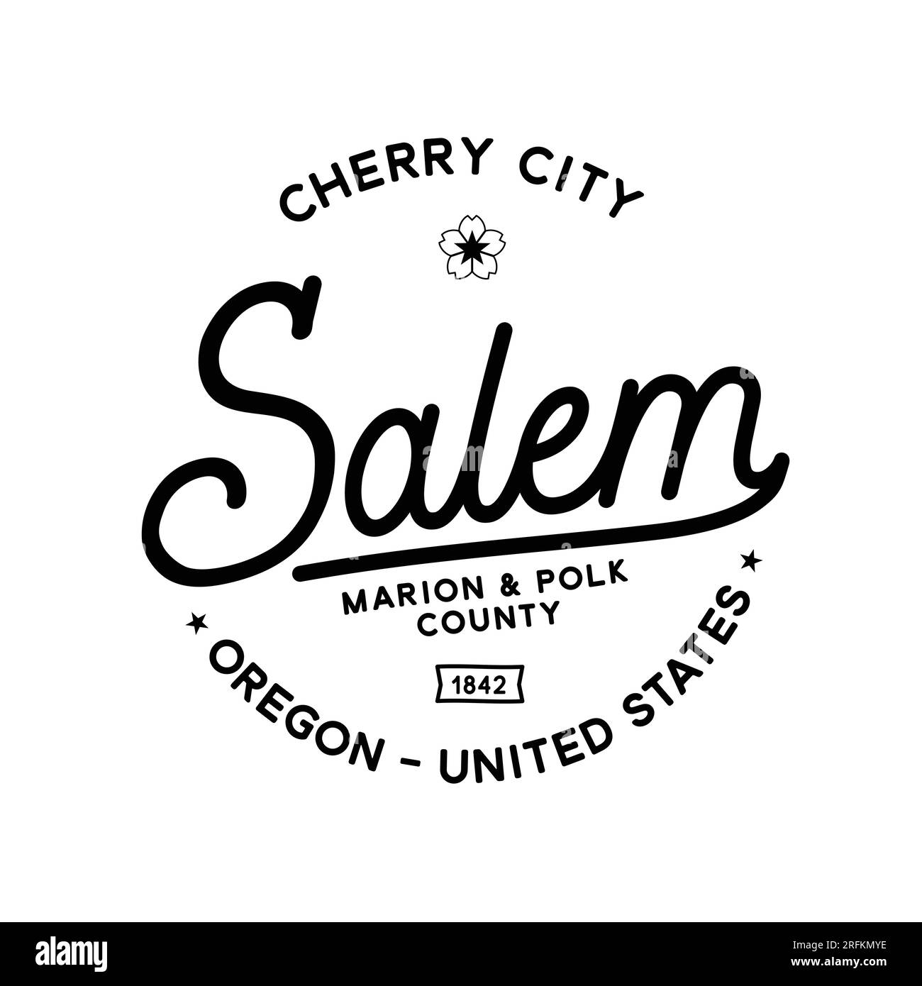 Salem, Oregon. Kirschstadt. Vektordesignvorlage. Stock Vektor