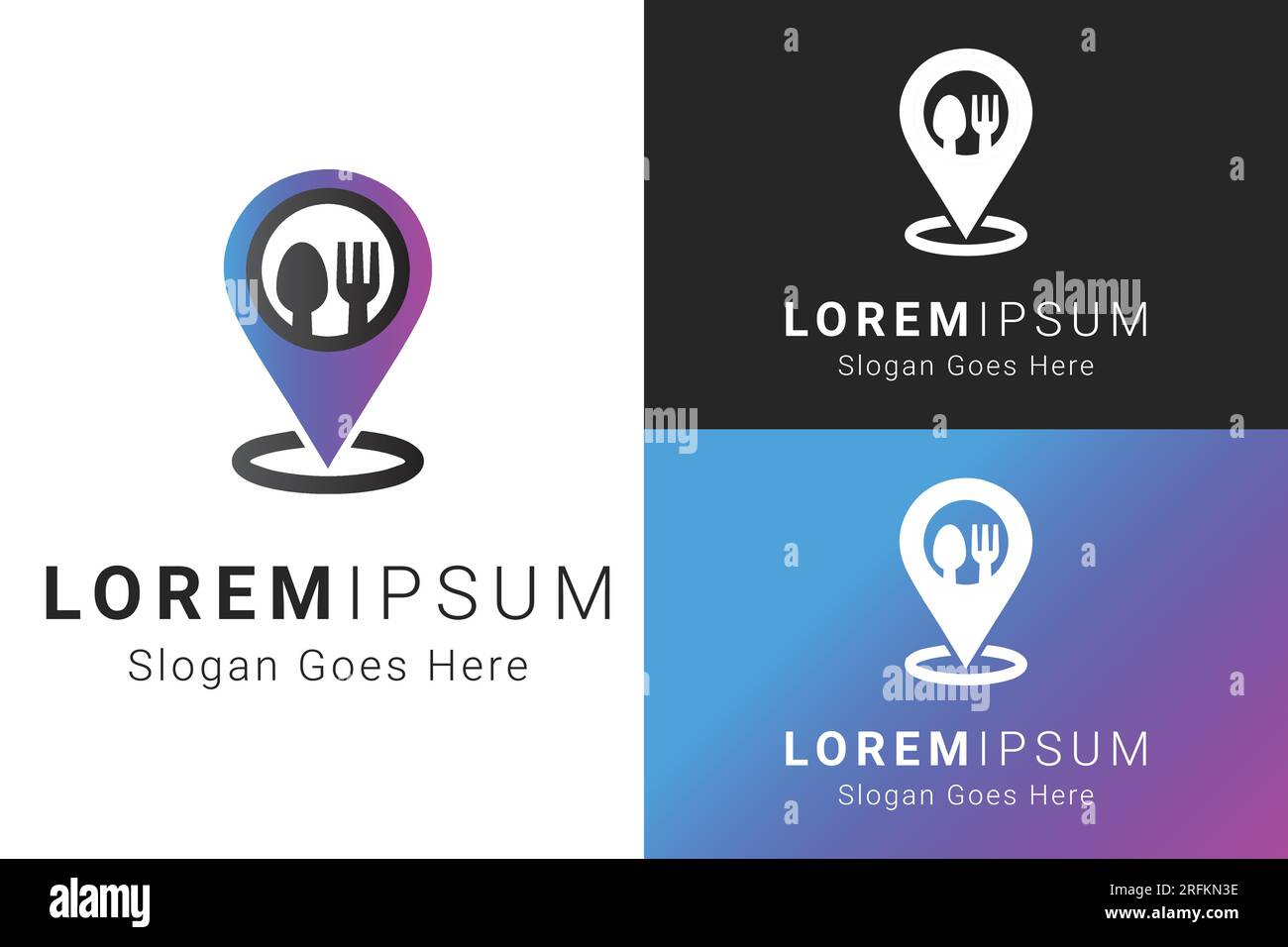 Food Location Logo Design Location Pin für Food Delivery Stock Vektor