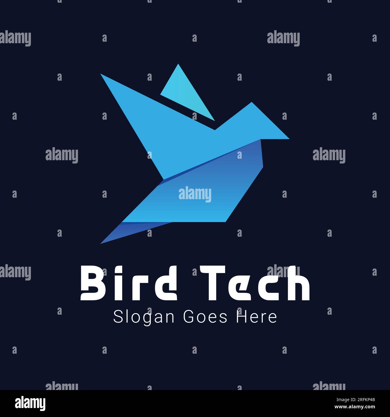 Bird Tech Logo Design Blue Bird Tech Stock Vektor