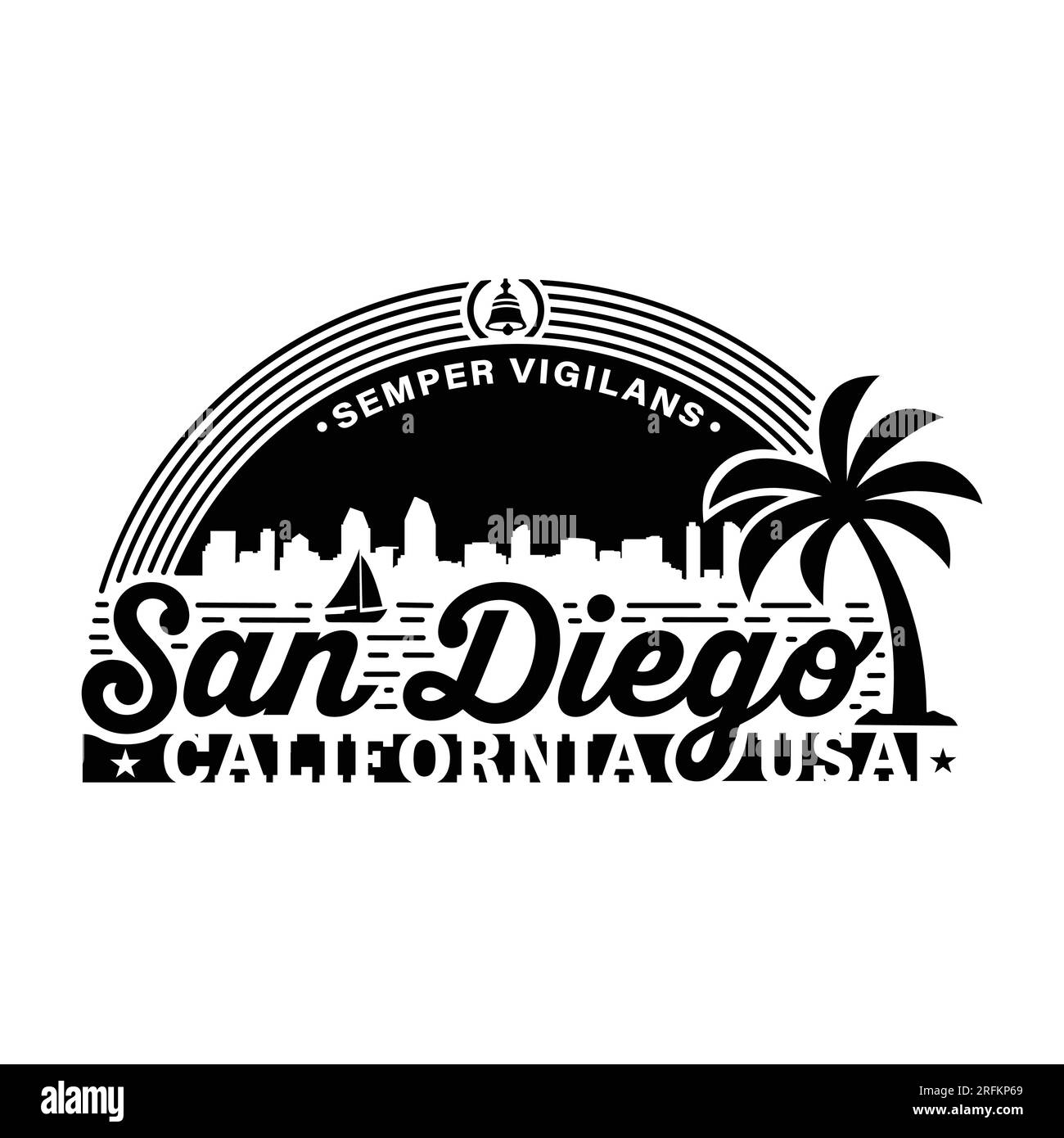 San Diego, Kalifornien. Logo-Designvorlage. Vektor und Illustration. Stock Vektor